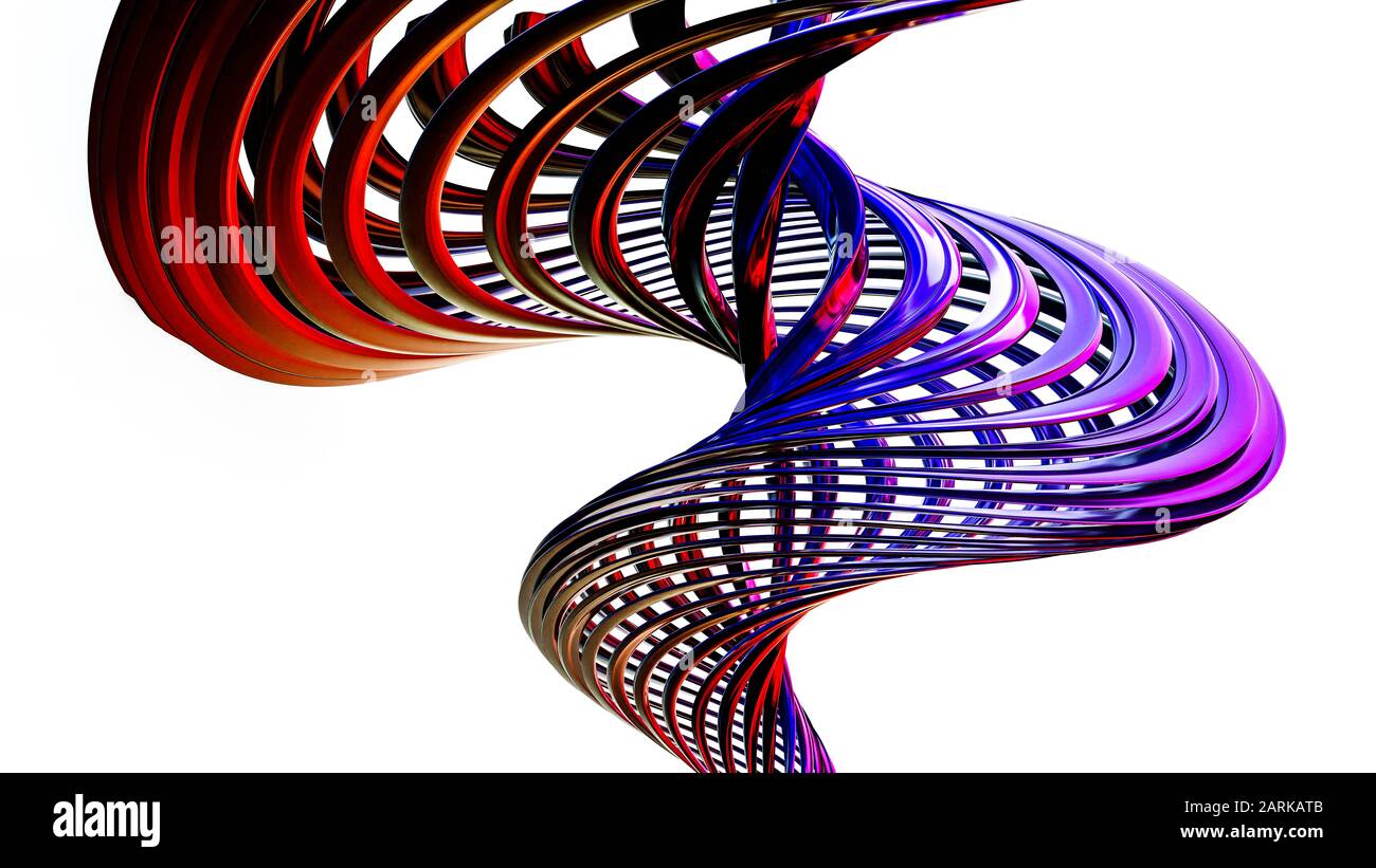 Bunt glänzend modern futuristisch abstraktes Architektur-Schraubenmuster aus Metall versinnliche 3D-Darstellung Stockfoto