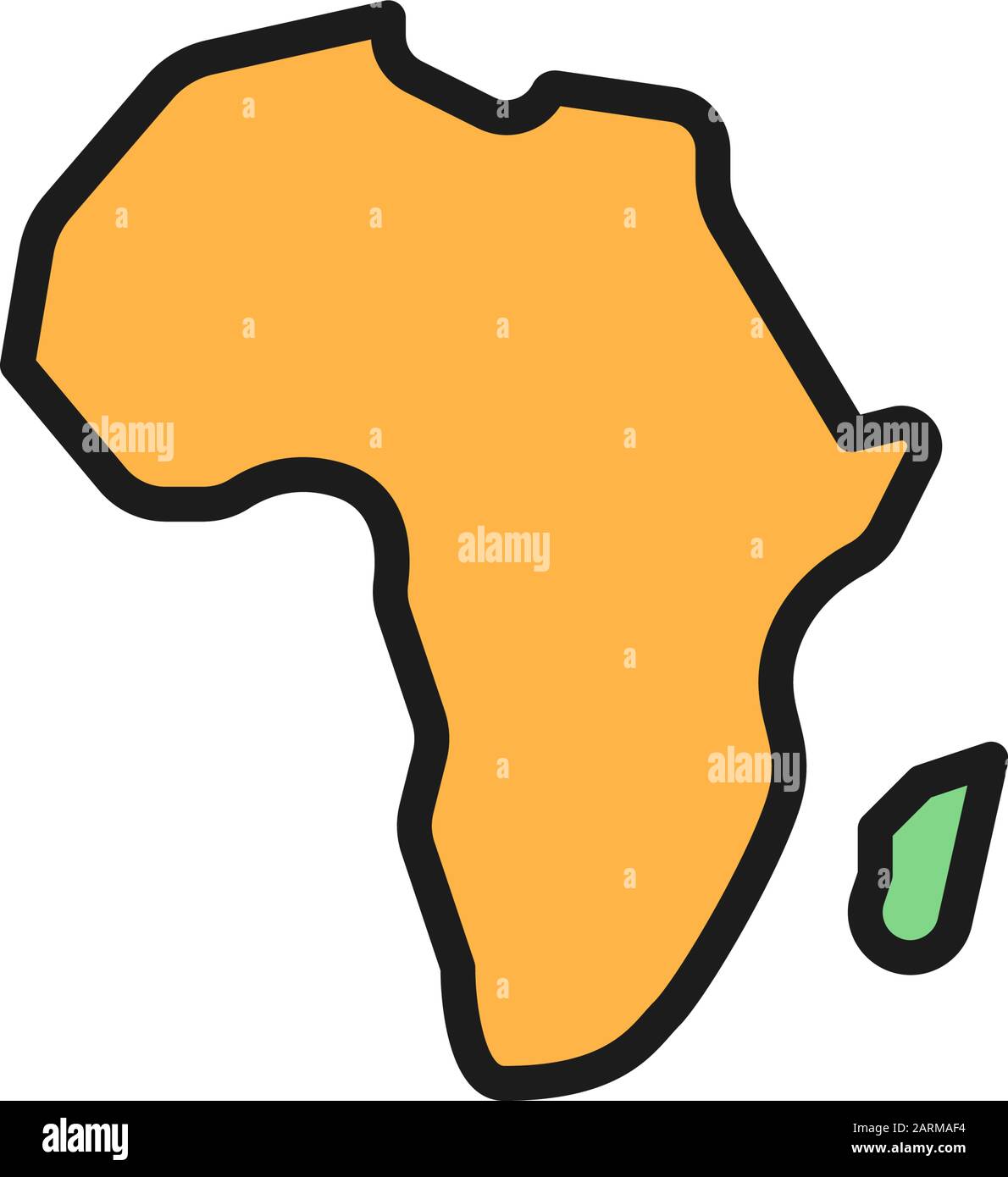 Afrikanischer Kontinent, Afrika - Symbol für flache Farblinien. Isoliert auf weißem Hintergrund Stock Vektor