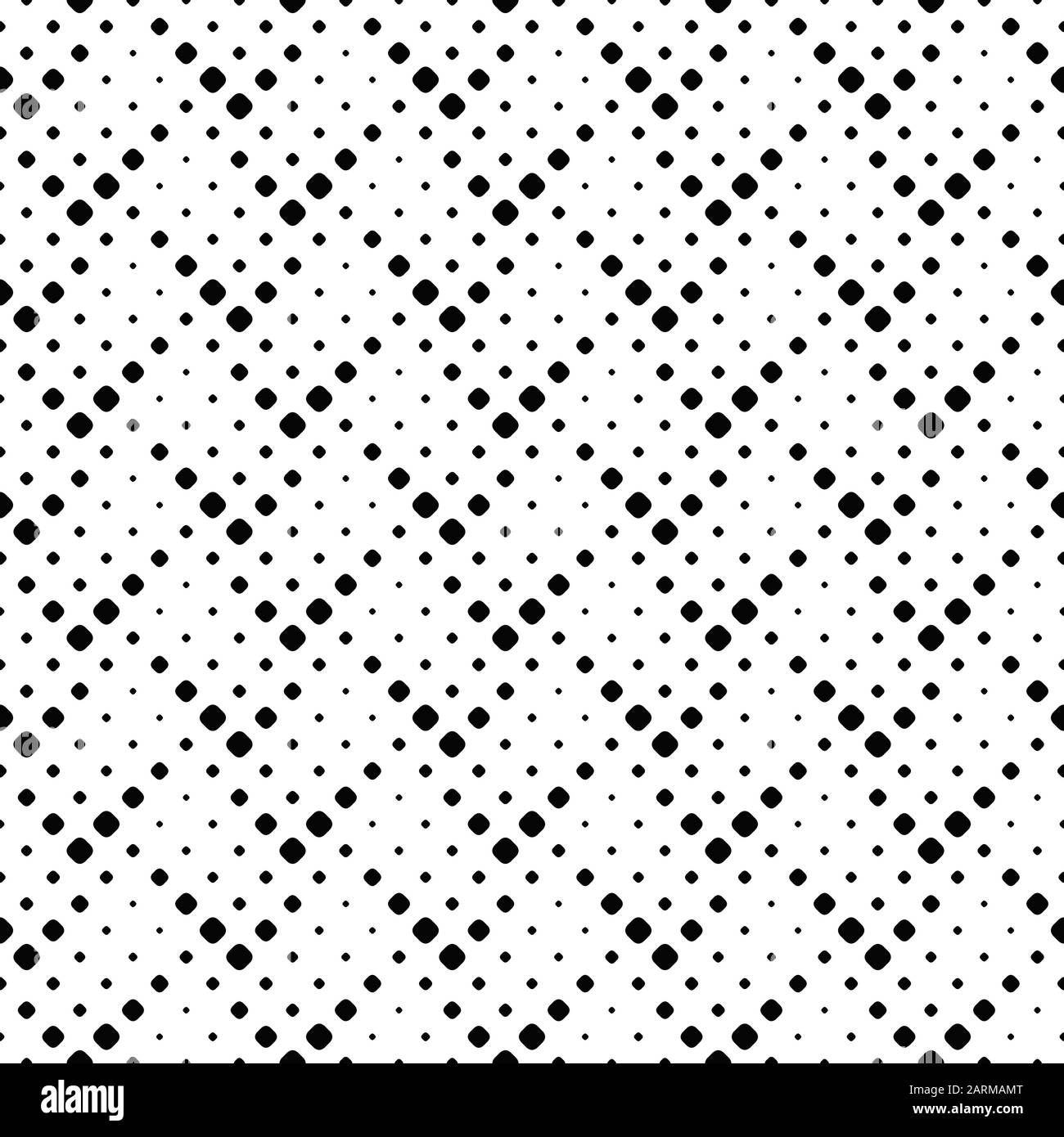 Nahtlose einfarbige geometrische Diagonalen quadratischen Muster Hintergrund - Schwarze und Weiße abstrakt Vektor Grafik aus abgerundeten Quadraten Stock Vektor