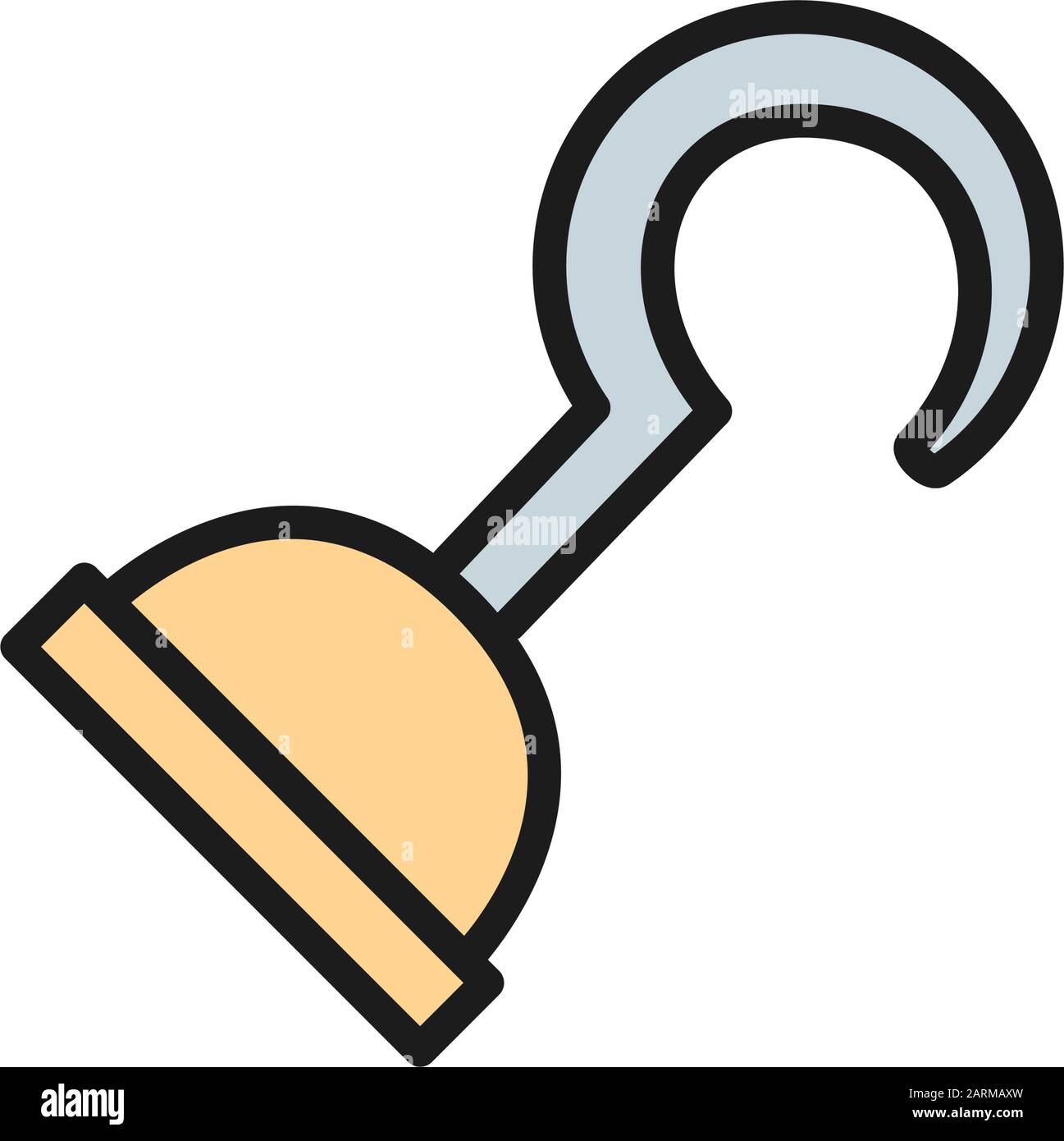 Symbol mit flacher Linie für Piraten-Hakenarm. Stock Vektor