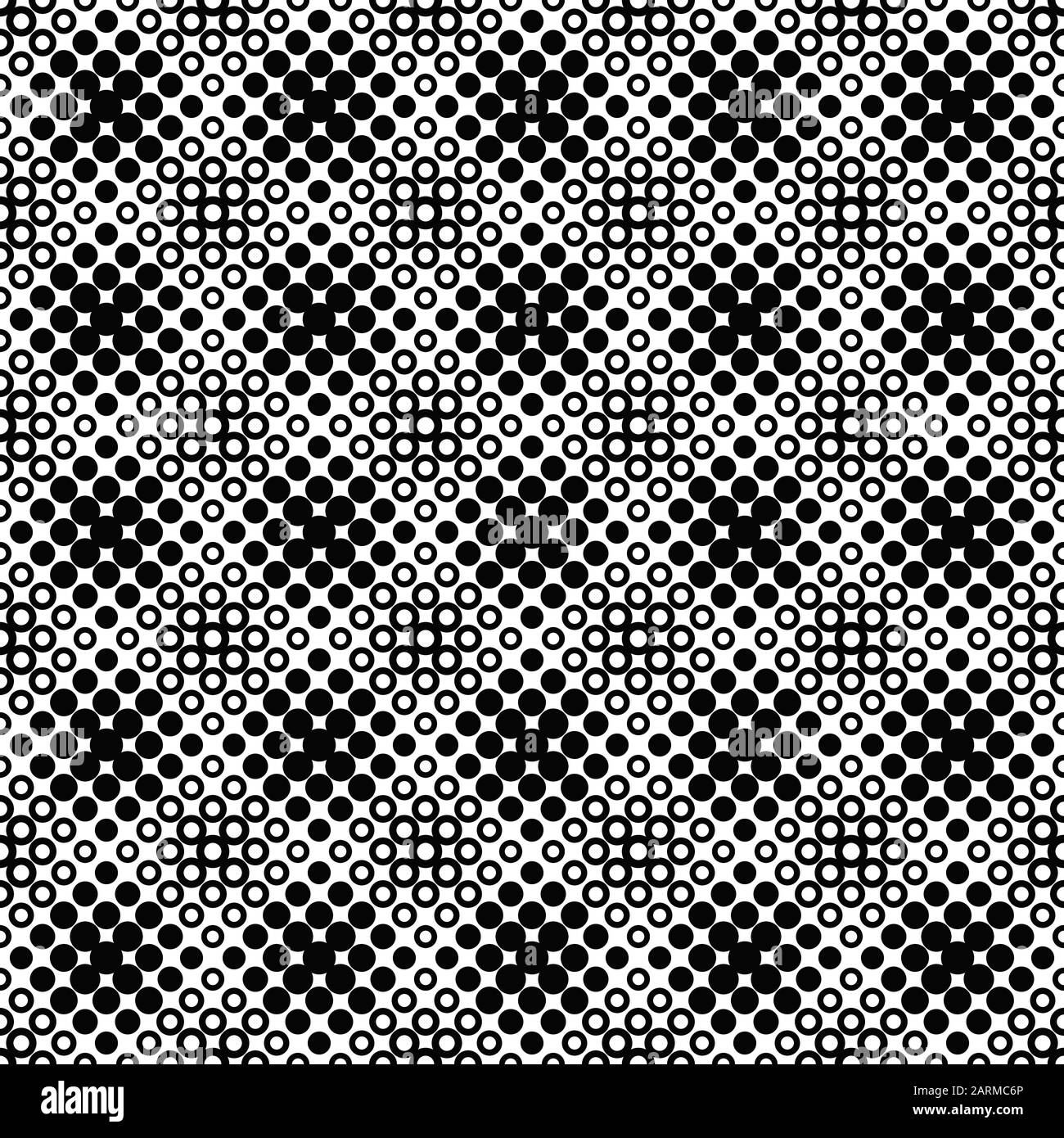 Hintergrund mit nahtlosem Kreismuster - abstraktes Schwarz-Weiß-Vektordesign aus Kreisen Stock Vektor