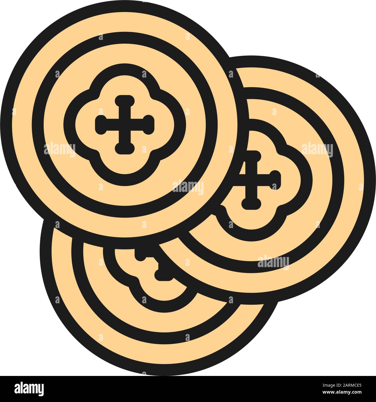 Gekreuzte Piratensäbel, Schwerter, Waffen-Flat-Farben-Symbol. Stock Vektor