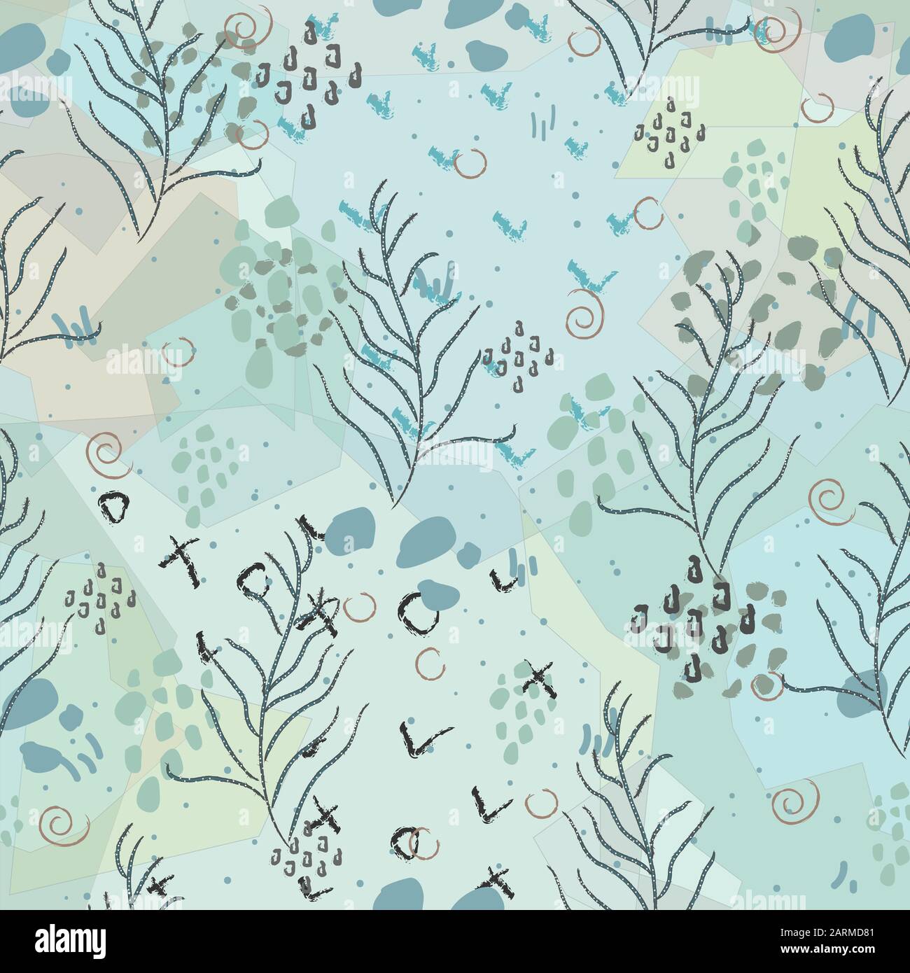 Nahtlose Algen nahtlose Muster. Moderne digitale Design. Marine, Sich wiederholendes Muster. Modern im skandinavischen Stil. Moderne Farben und Design. Stock Vektor