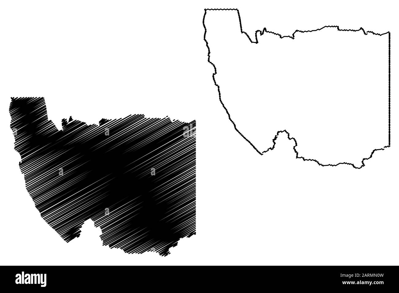 Karas Region (Regionen von Namibia, Republik Namibia) Karte Vektor-illustration, kritzeln Skizze Karas Karte Stock Vektor