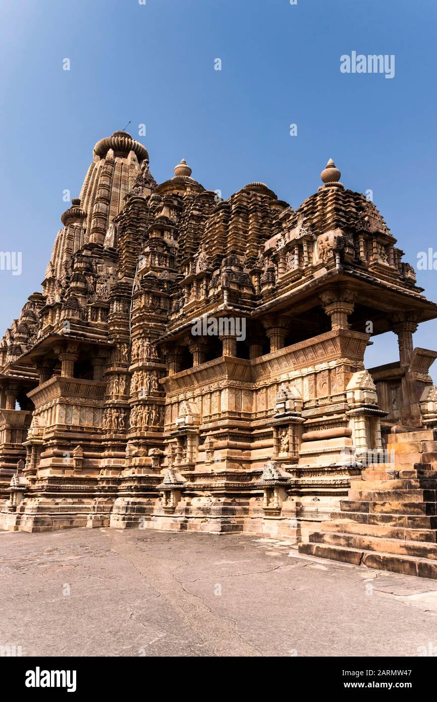Vishvanatha Temple, Khajuraho Group of Monuments, Madhya Pradesh, Indien, Südasien, Asien Stockfoto