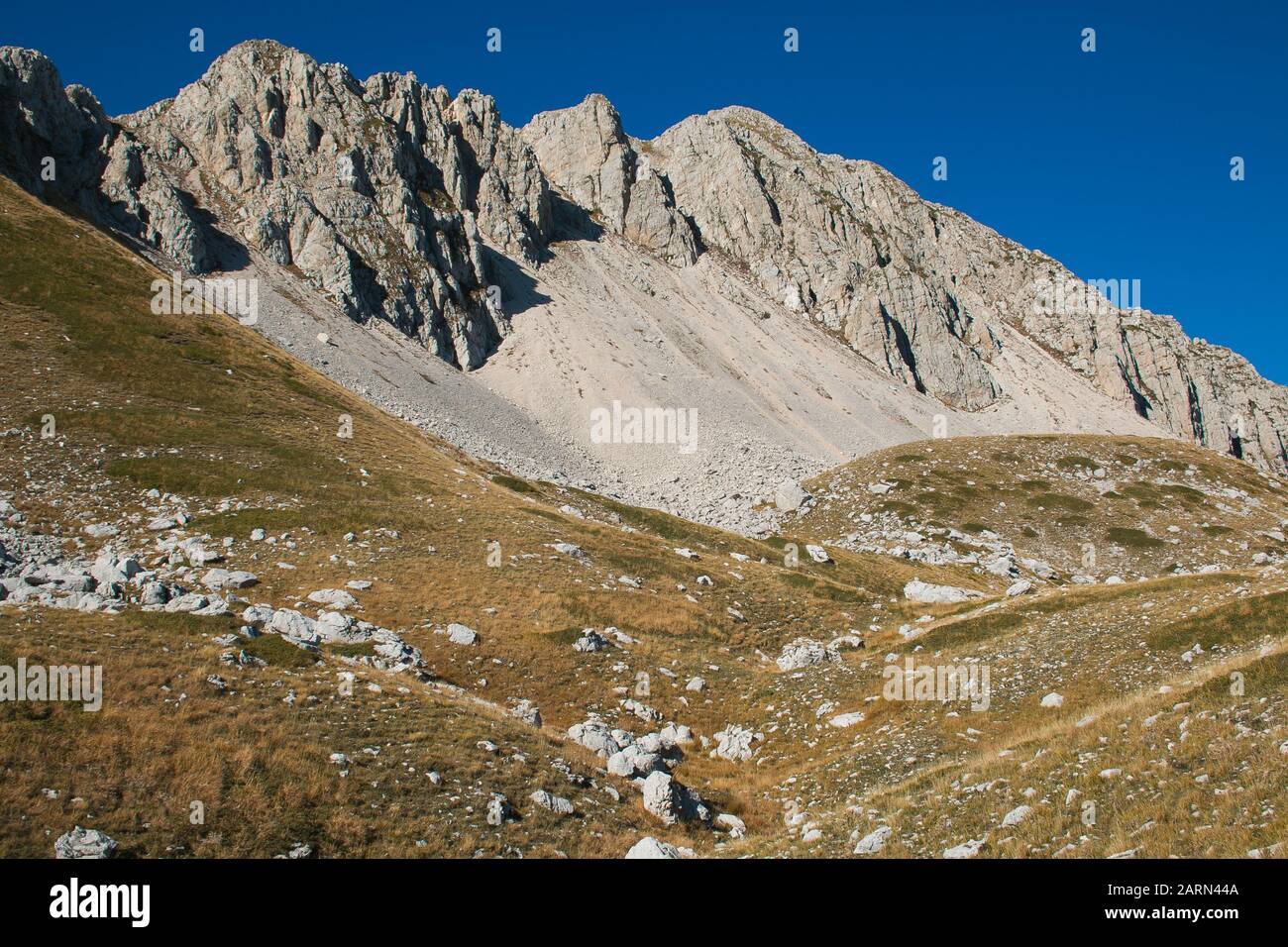 Der Gipfel des Monte Terminillo während der Herbstsaison in Latium Stockfoto