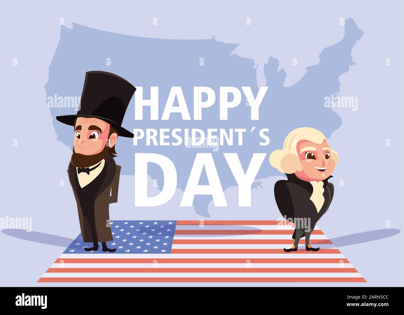 Happy president Day, Cartoon von präsident George Washington und Abraham Lincoln, Vektorgrafiken Stock Vektor