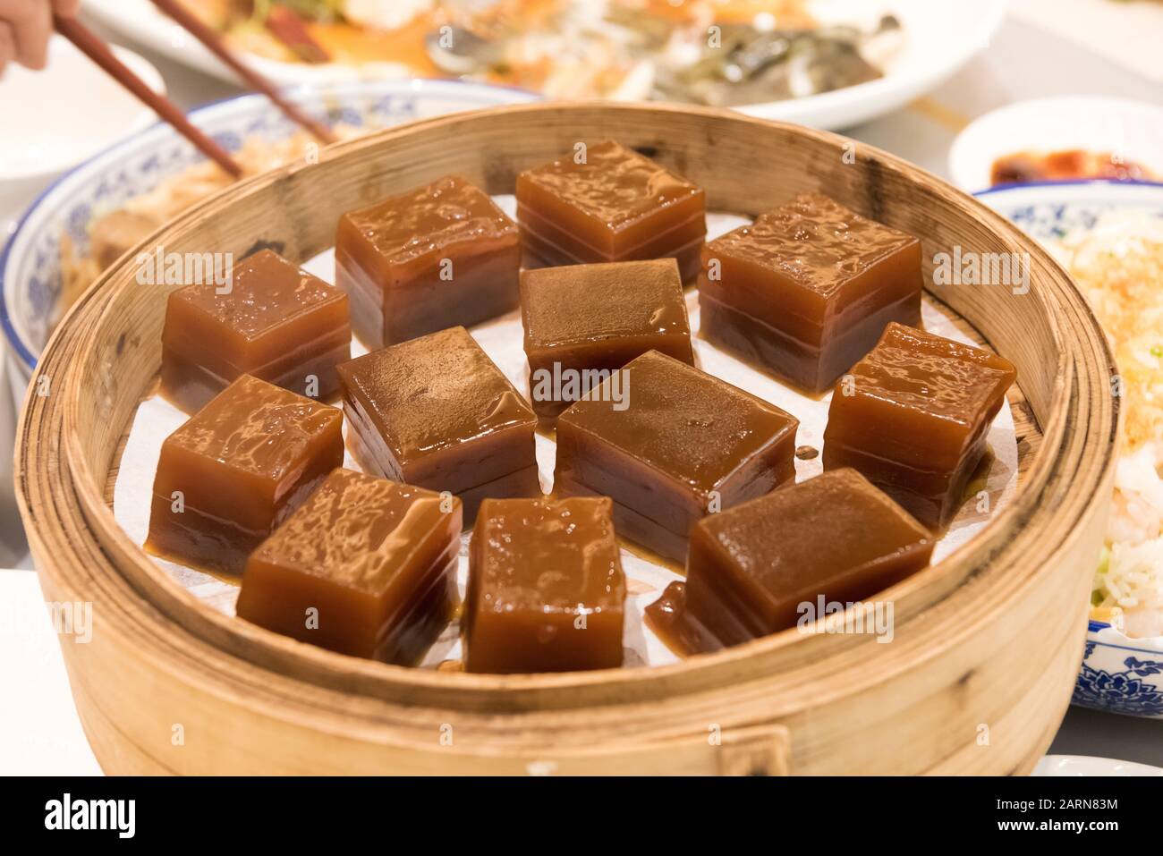 Chinesisches Restaurant, Kokosnusskuchen, Hongkong, China. Stockfoto