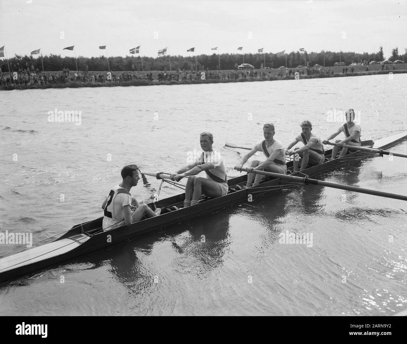 Ruder-Europameisterschaften Herren Amsterdam Datum: 29. August 1954 Ort: Amsterdam, Noord-Holland Schlagwörter: Ruder-Meisterschaften Stockfoto