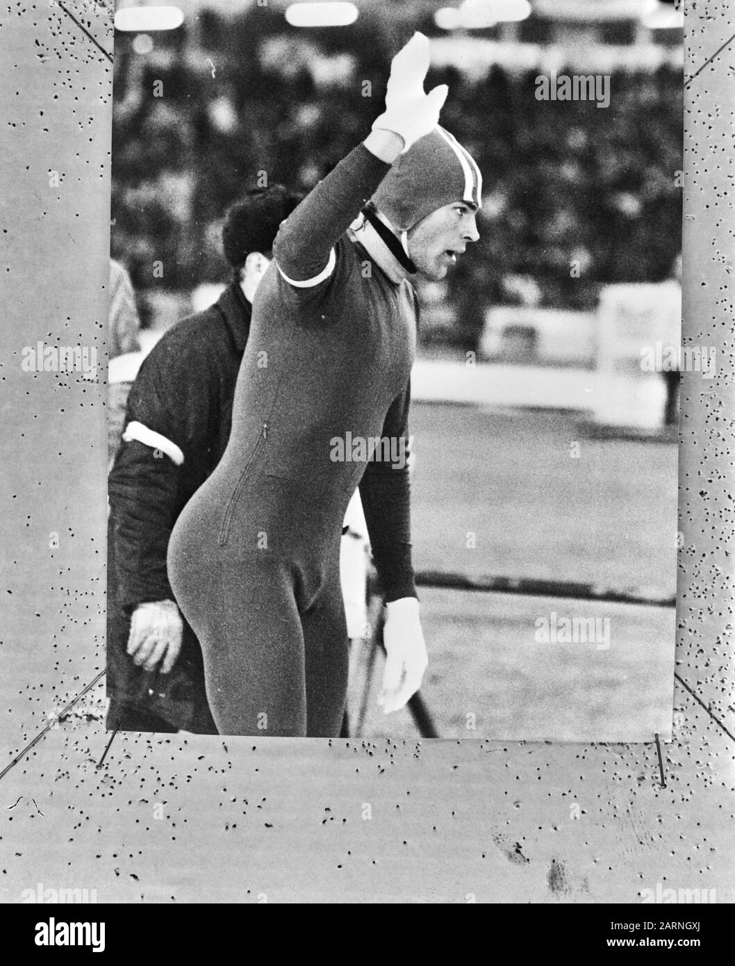 Skating World Championships der Herren, Gothenburg; Ard Schenk schuldet öffentliche Anmerkung: Repronegativdatum: 14. Februar 1971 Ort: Gothenburg Schlagwörter: Skating, Sport, WM Personenname: Schenk, Ard Stockfoto