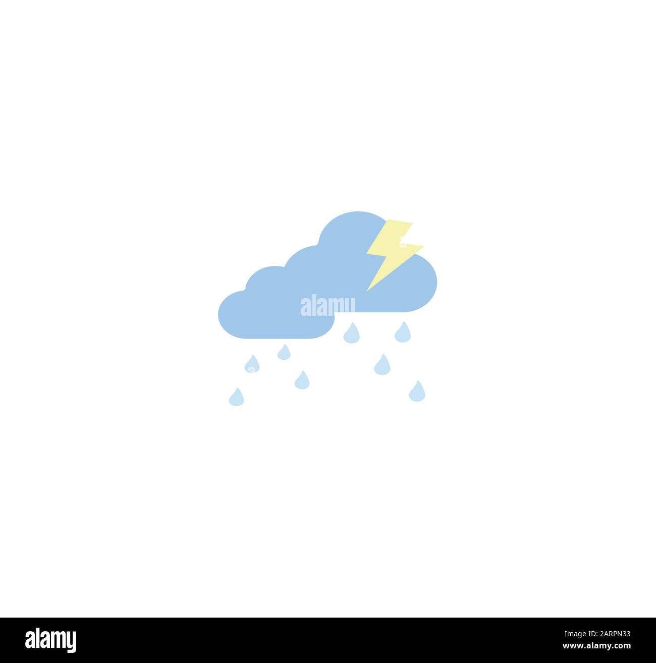 Wolken, Gewitter und Regenvektor-Symbol isoliert Stock Vektor