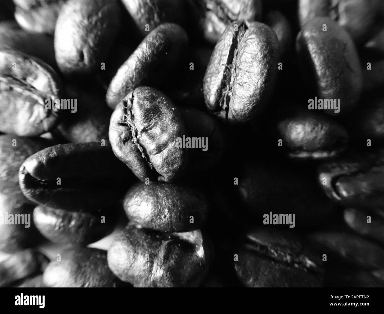 Kaffeebohnen in Schwarzweiß Stockfoto