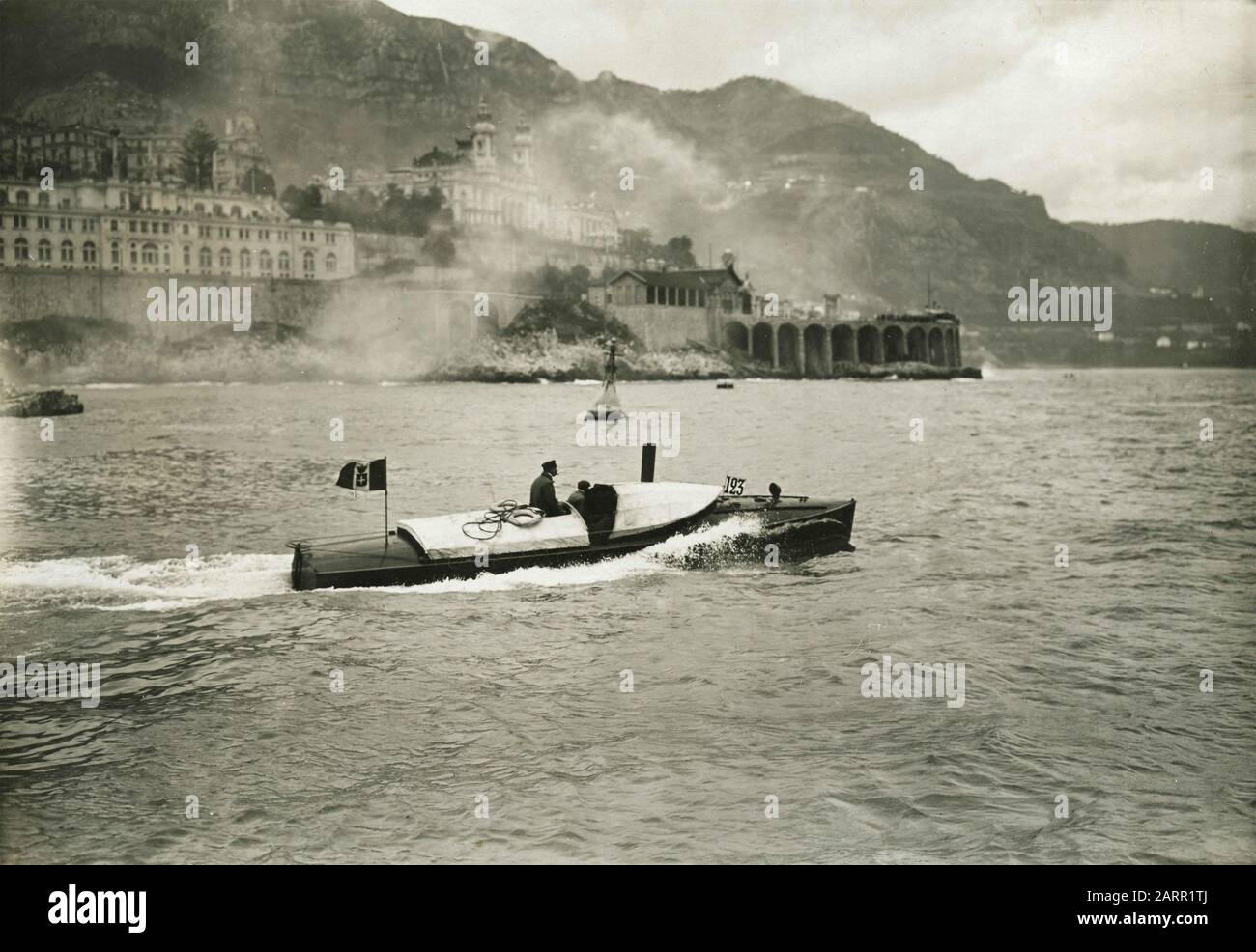 Motorboat Spa Gallinari gewinnt Omnium Preis auf der Tagung in Monaco, Montecarlo, im Jahr 1909 Stockfoto