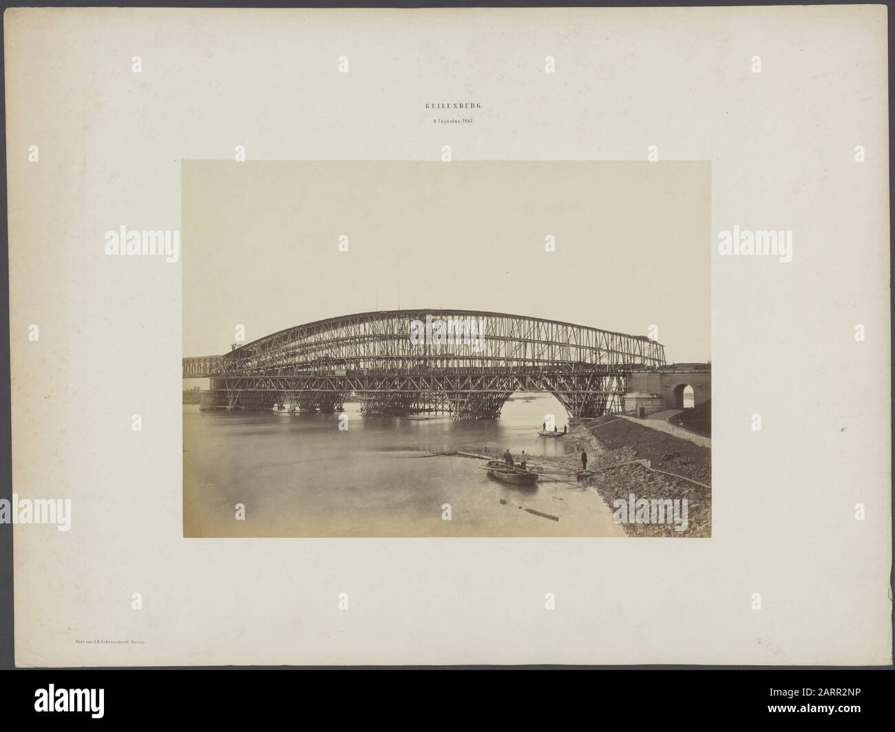 Eisenbahnbrücke Kuilenburg (Culemborg) Baudatum: 9. August 1867 Standort: Culemborg, Culemborg, Gelderland, Gelderland Schlüsselwörter: Bauwerke, Eisenbahnbrücken, Wasserbau Stockfoto