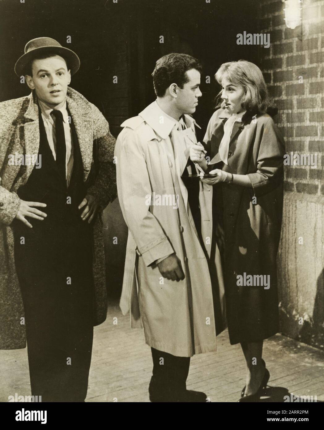 Die amerikanischen Schauspieler Julius LaRosa, Paul Anka und Phyllis Newman im Film Let's Rock, USA 1958 Stockfoto