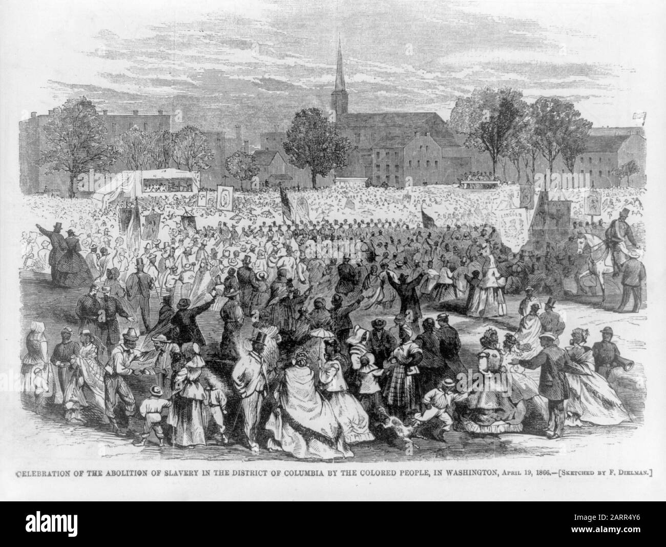 Feier der Abschaffung der Sklaverei im District of Columbia durch die farbigen Menschen in Washington DC, 19. April 1866, Druck im Jahre 1866 Stockfoto