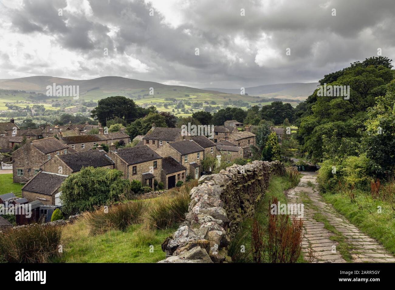 Das winzige malerische Dorf Sedbusk in Wensleydale, Yorkshire Dales National Park, England Stockfoto