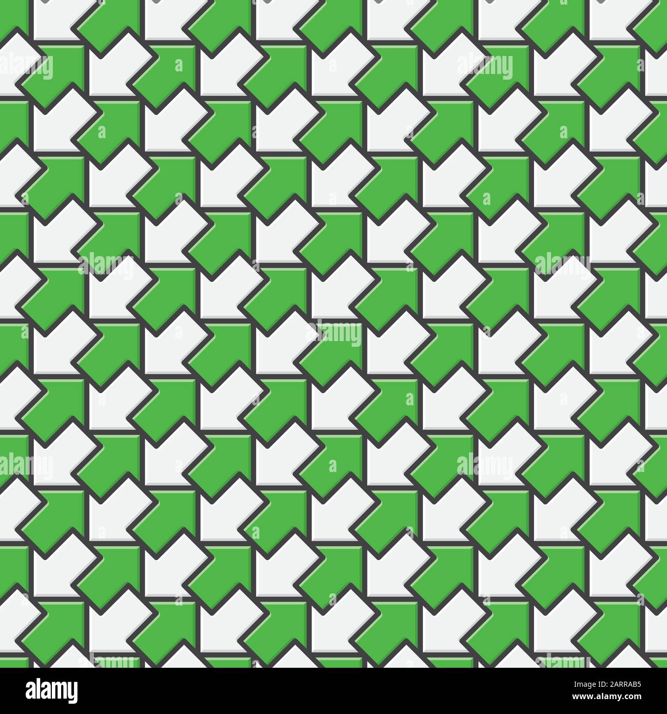 Nahtloses Vektormuster mit grünen und weißen diagonalen Pfeilen in entgegengesetzte Richtungen. Gegensätze und Widersprüche konzepten Hintergrund Stock Vektor