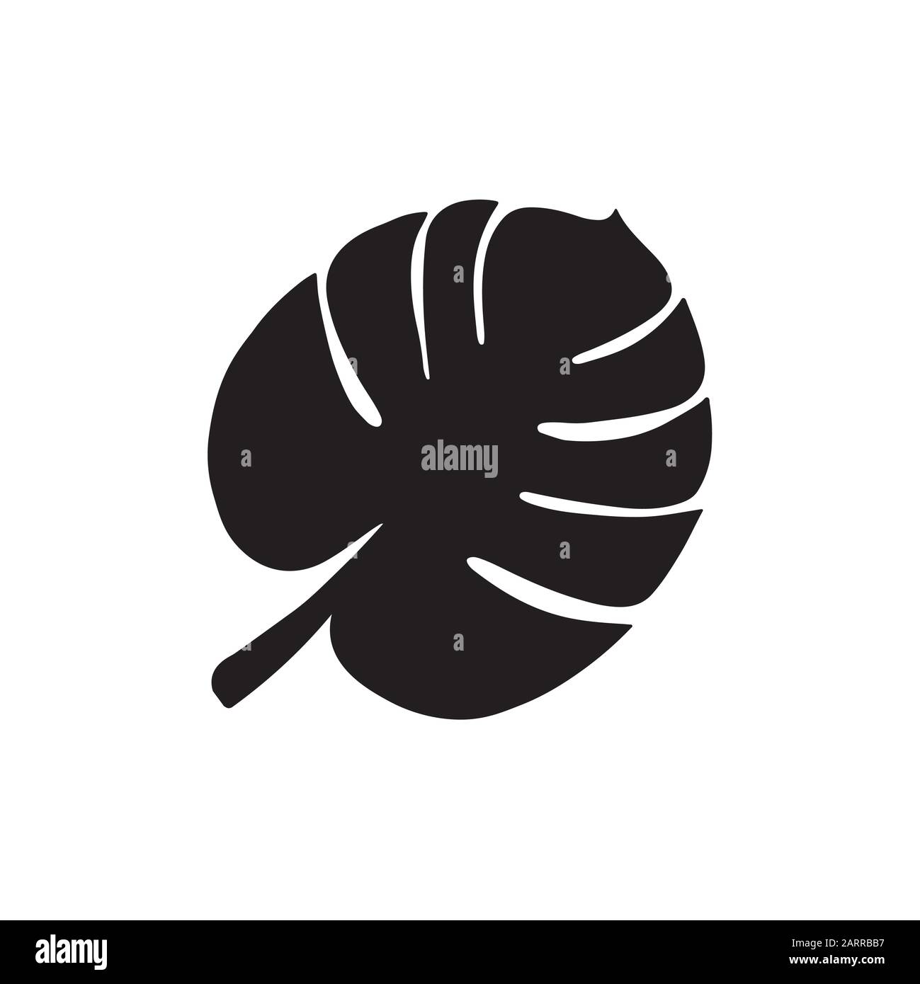 Vektor-Silhouette exotischer Monstera-Lamellen isoliert. Stock Vektor