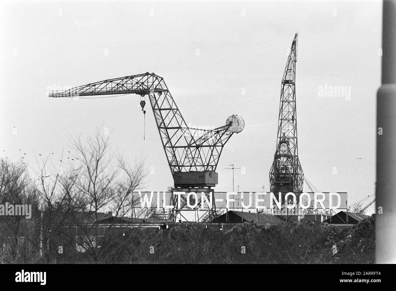 Schiffsreparaturhof Wilton Fijenoord in Schiedam Datum: 17. Januar 1984 Ort: Schiedam, Süd-Holland Schlüsselwörter: Yards Institutionenname: Wilton-Fijenoord Stockfoto