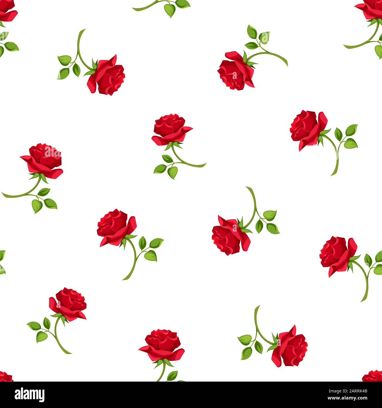 Vektor nahtlose Muster mit Rote rose Blumen auf einem weißen Hintergrund. Stock Vektor