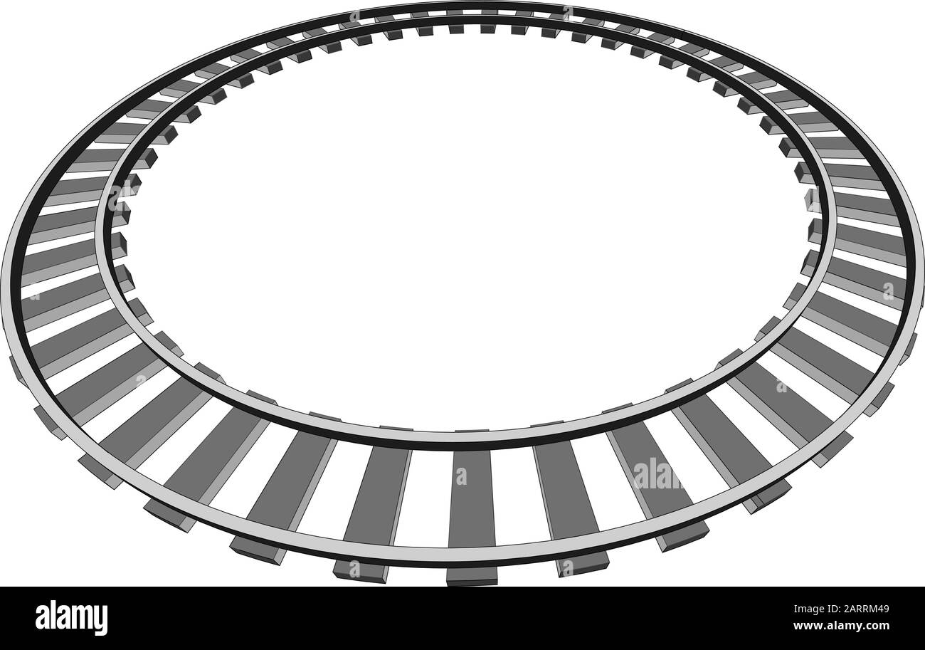 Bahn in Kreisform in Vorwärtsfahrt. 3D-Vektorgrafiken auf einem Weiß Stock Vektor