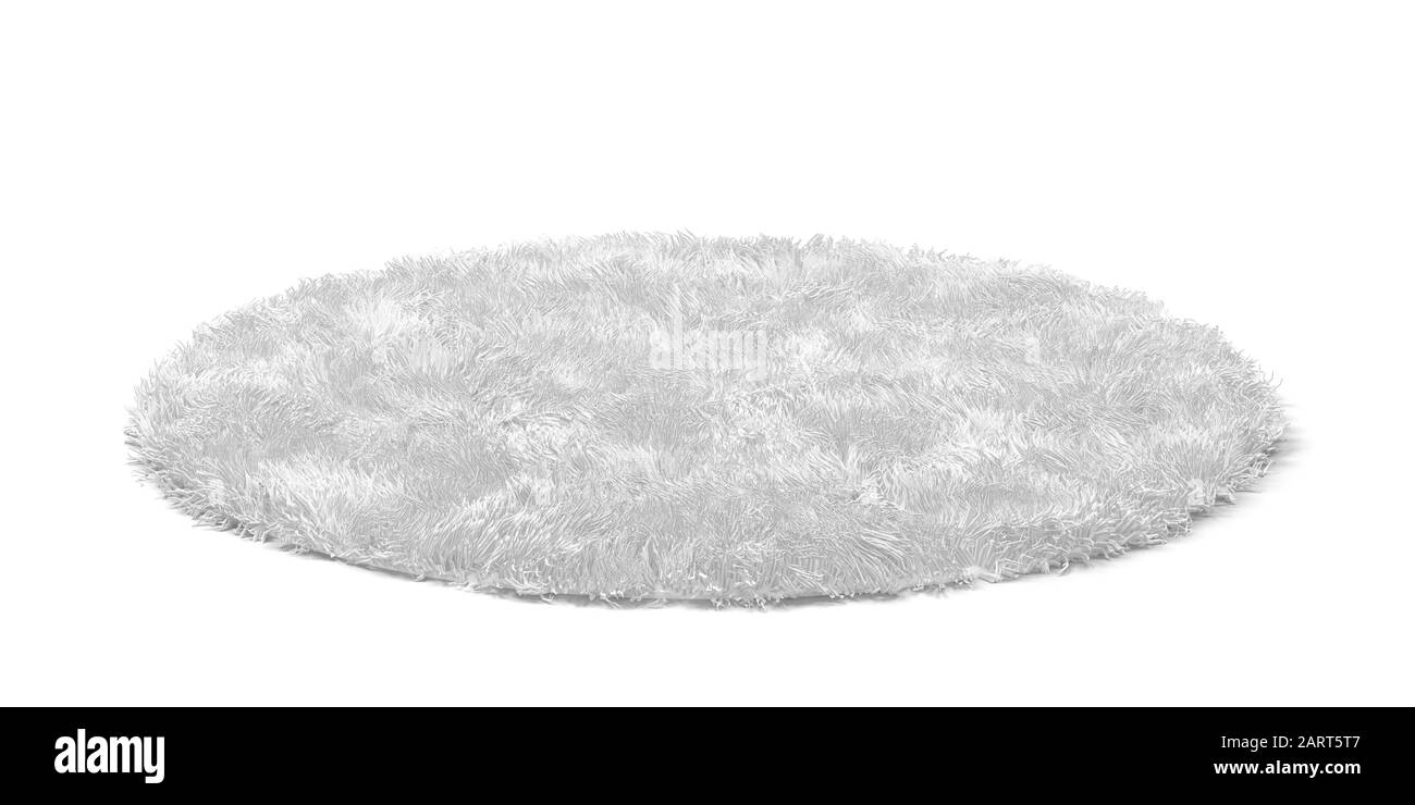 Runder Bodenbelag reinigen. 3D-Darstellung isoliert auf weißem Hintergrund Stockfoto