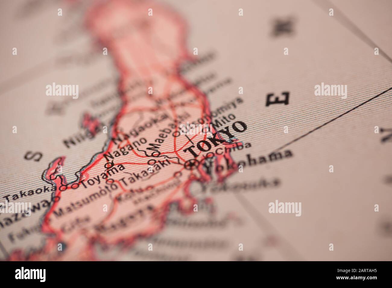 Woodbridge, NEW JERSEY/USA - 29. Januar 2020: Tokio wird auf dieser Karte aus einem alten Hammonds-Weltatlas gezeigt; anschauliches redaktionelles Bild Stockfoto