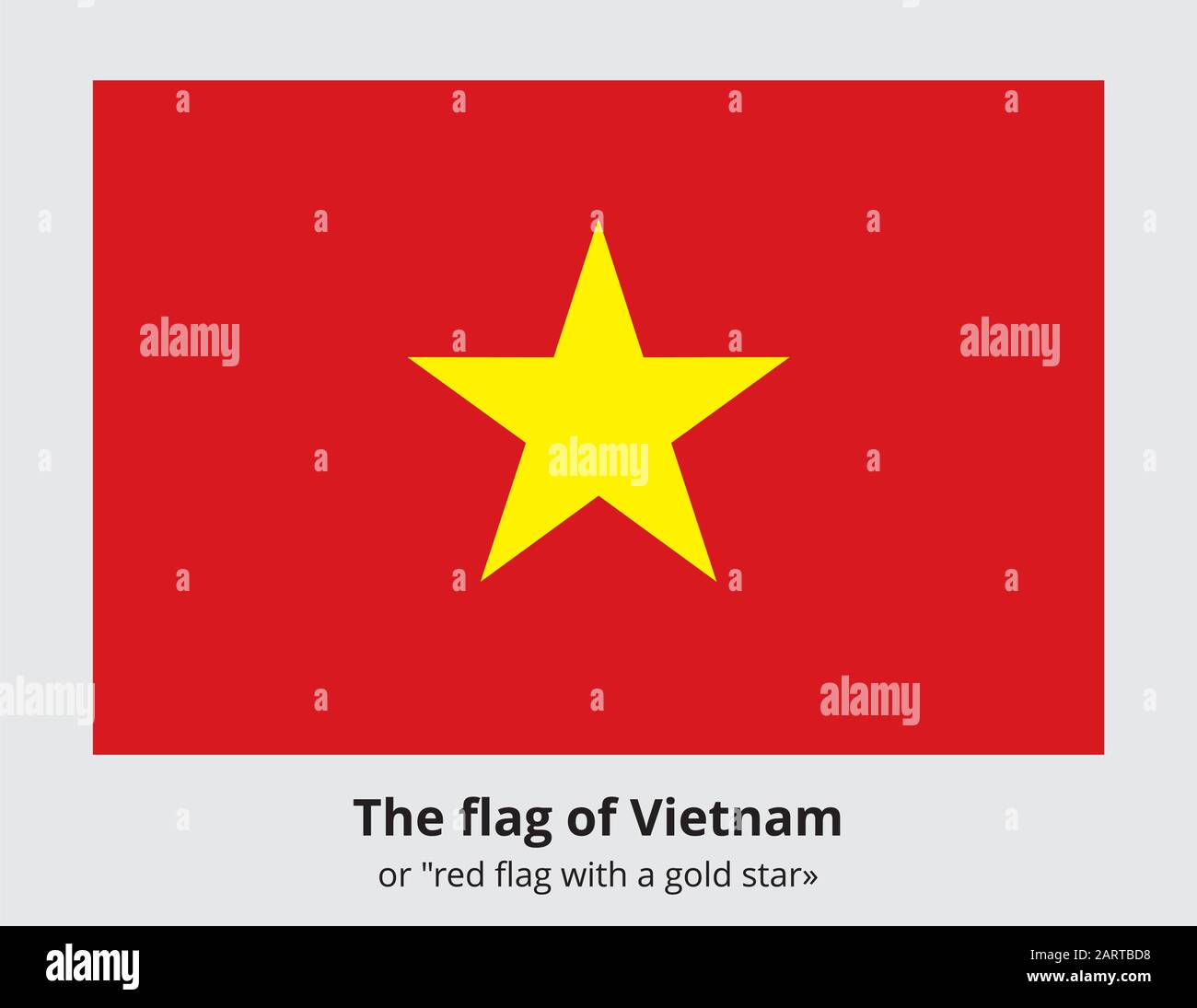 Die Flagge der Demokratischen Republik Vietnam. Es zeigt einen fünfzackigen Stern auf einem roten Hintergrund. Vietnamesisches Staatssymbol. Stock Vektor