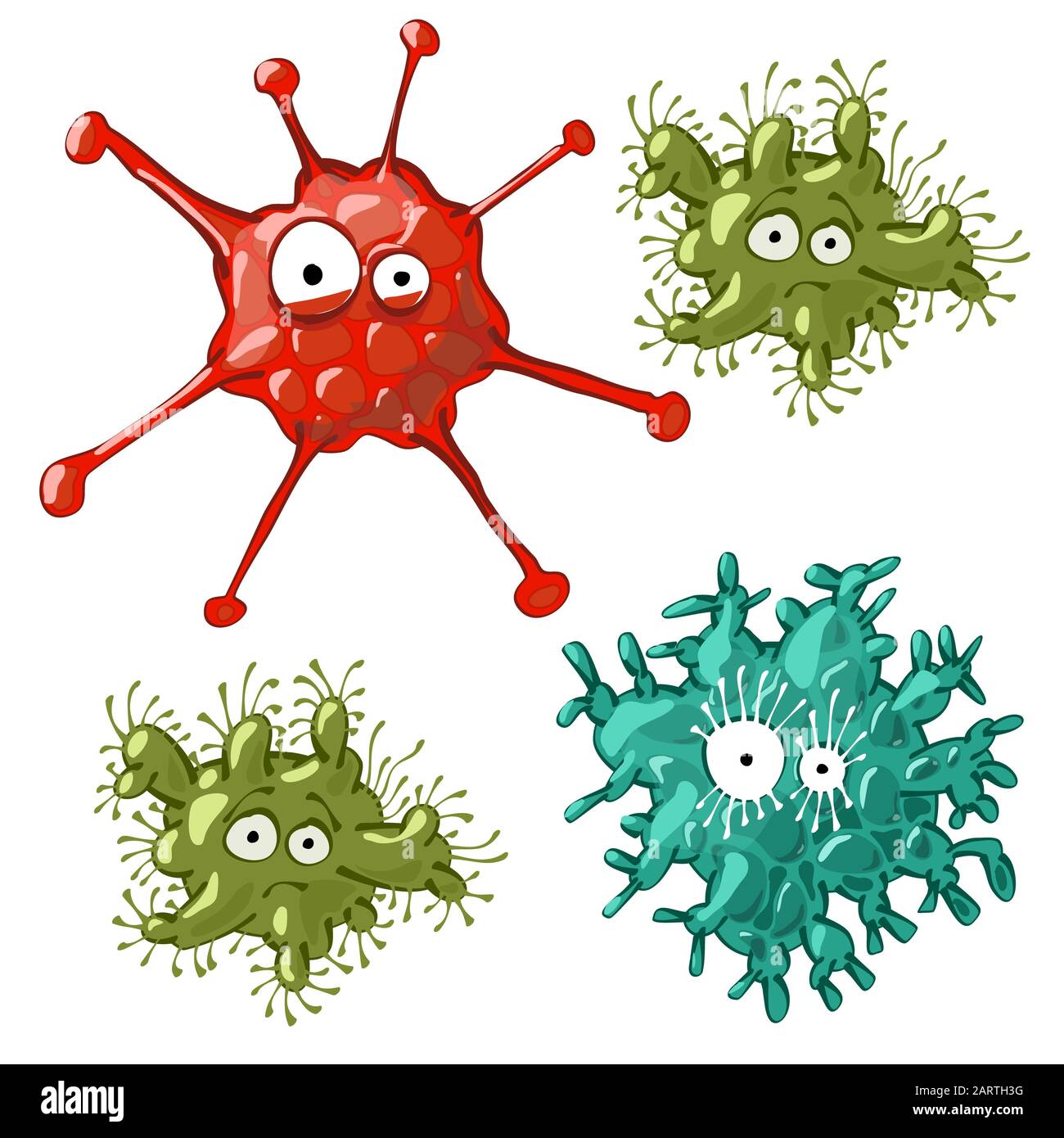 Isolierter Cartoon Chinese Coronavirus nCoV setzt auf weißen Hintergrund Stockfoto
