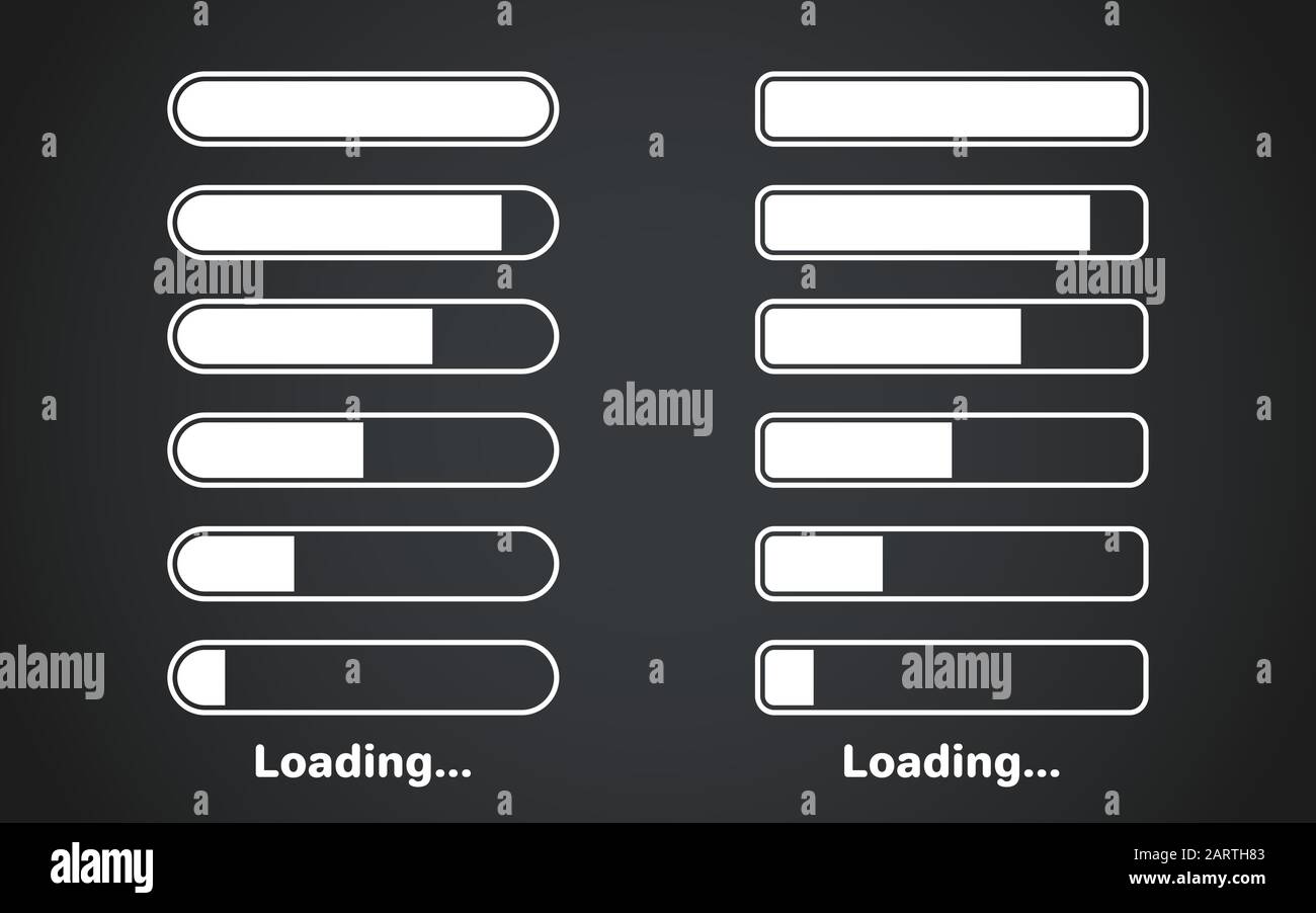 Lade- oder Fortschrittsbalken festgelegt. Web-UI-Elemente anderer Art. Vektordesign Stock Vektor