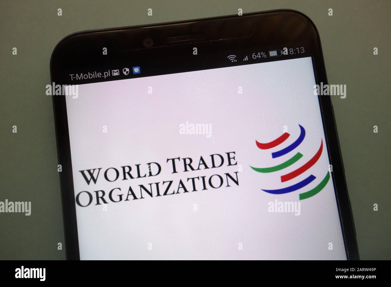 Logo der Welthandelsorganisation auf einem Smartphone Stockfoto Logo der Welthandelsorganisation auf einem Smartphone Stockfoto