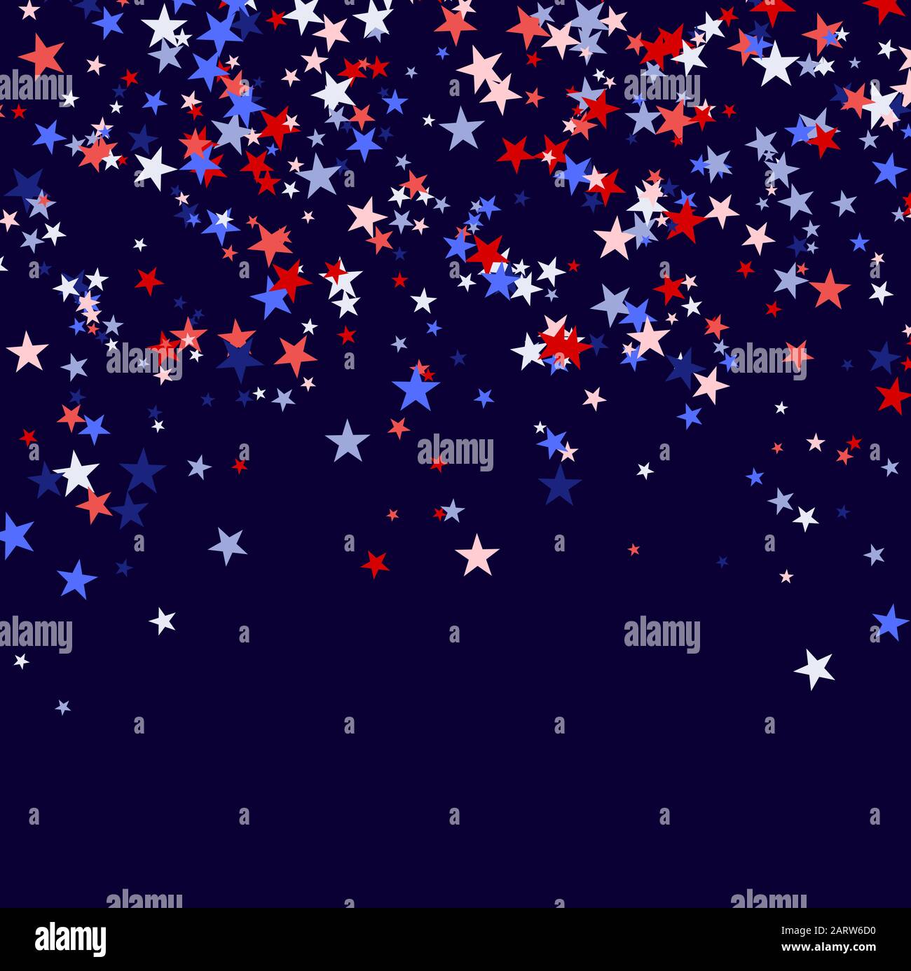 Hintergrund aus roten, blauen und weißen Sternen, die von oben fallen. Verwendbar für den Präsidenten Day, Den Unabhängigkeitstag USA und andere patriotische Feiertage. Bestand Stock Vektor