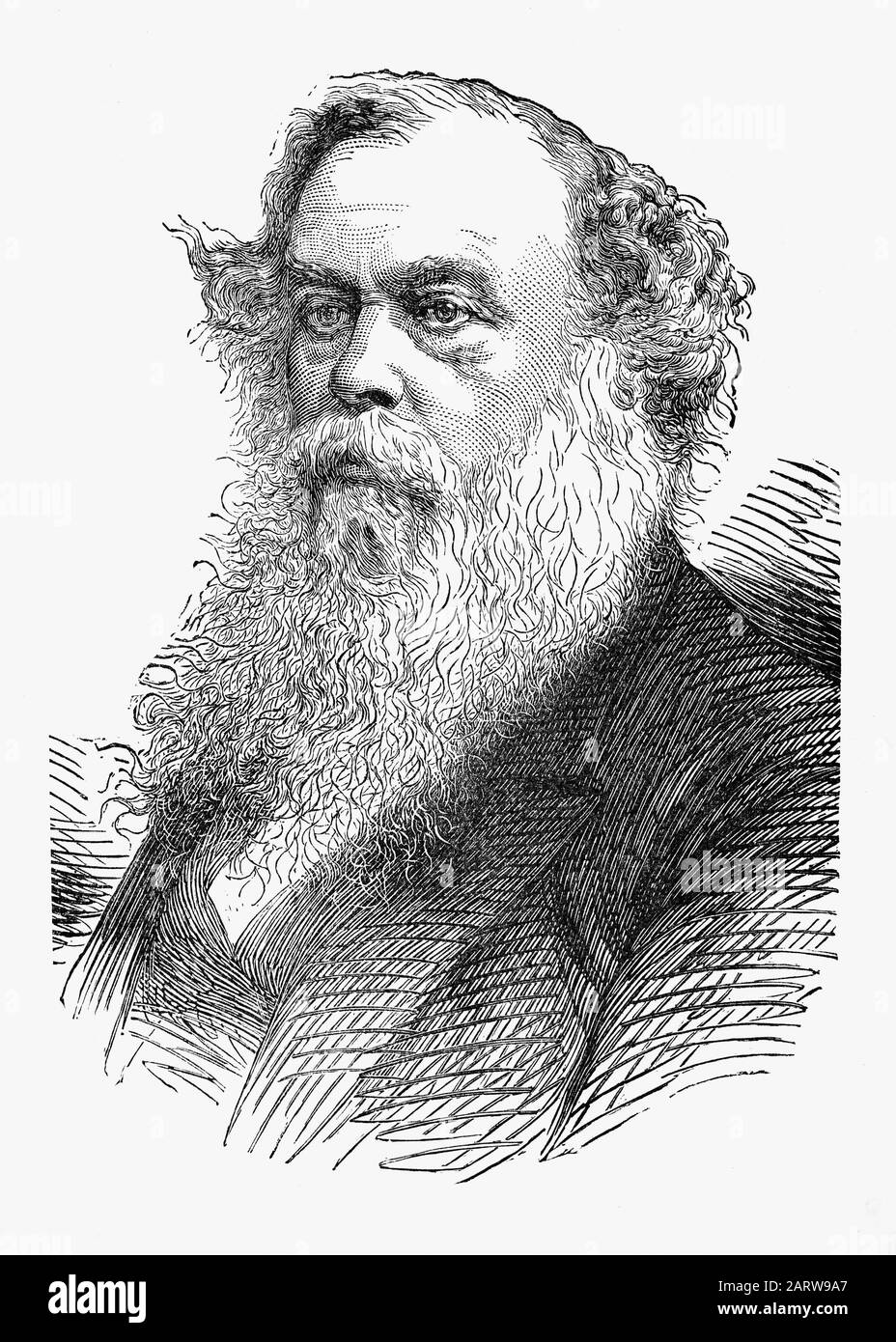 Ein Porträt von Sir Titus Salt, (1803-1876), geboren in Morley, in der Nähe von Leeds, England. Er war ein Hersteller, Politiker und Philanthrop in Bradford, West Riding of Yorkshire, am bekanntesten dafür, dass er Salt's Mill, eine große Textilfabrik, zusammen mit dem angeschlossenen Dorf Saltaire errichtet hatte. Stockfoto