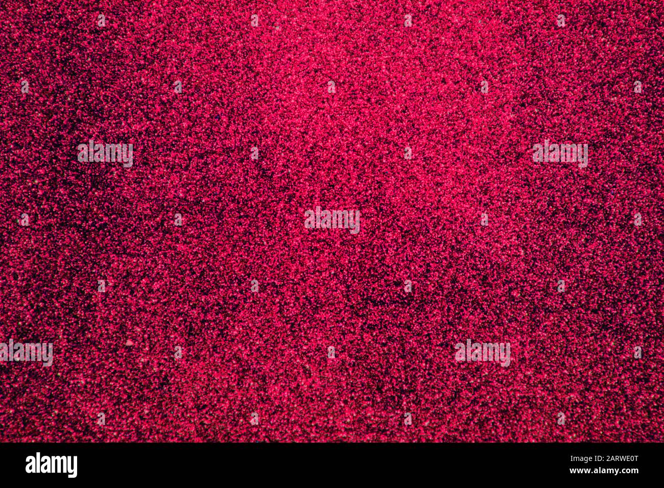 Glitzerndes, heißes rosafarbenes Thema, raue rote Oberfläche, kleiner Glanz auf rauem rotem Grund Stockfoto