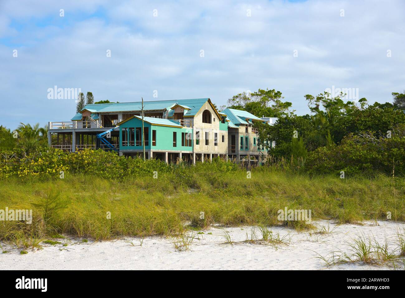 Neues Strandhaus wird an der Golfküste Floridas gebaut Stockfoto