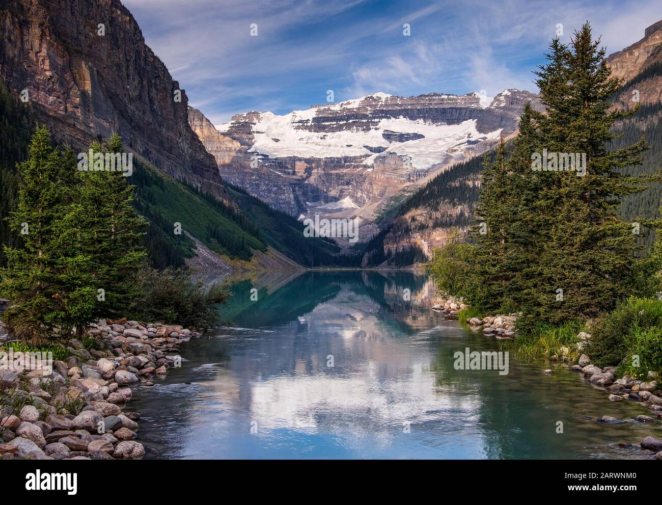 Lake Louise und Der Victoria-Gletscher, Lake Louise, Banff National Park, Canadian Rockies, Kanada Stockfoto
