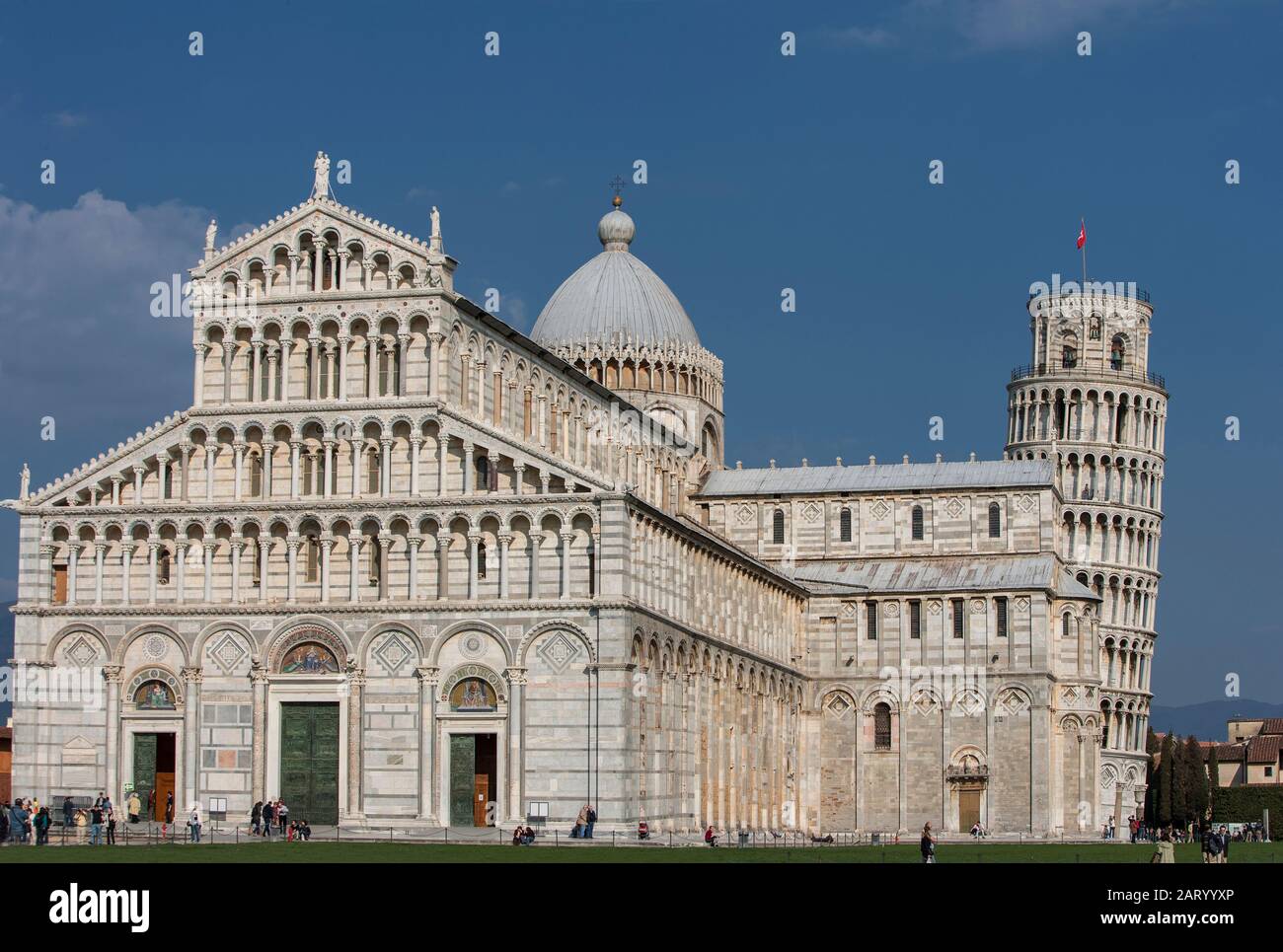 Schiefer Turm von Pisa und Piazza dei Miracoli in der Toskana, Italien Stockfoto