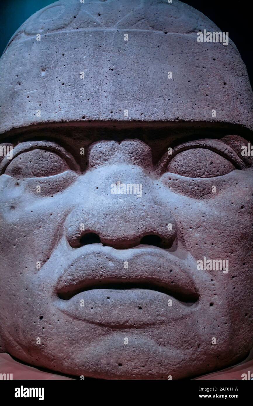 Riesiger Olmec-Kopf, Anthropologiemuseum, Mexiko-Stadt, Mexiko Stockfoto