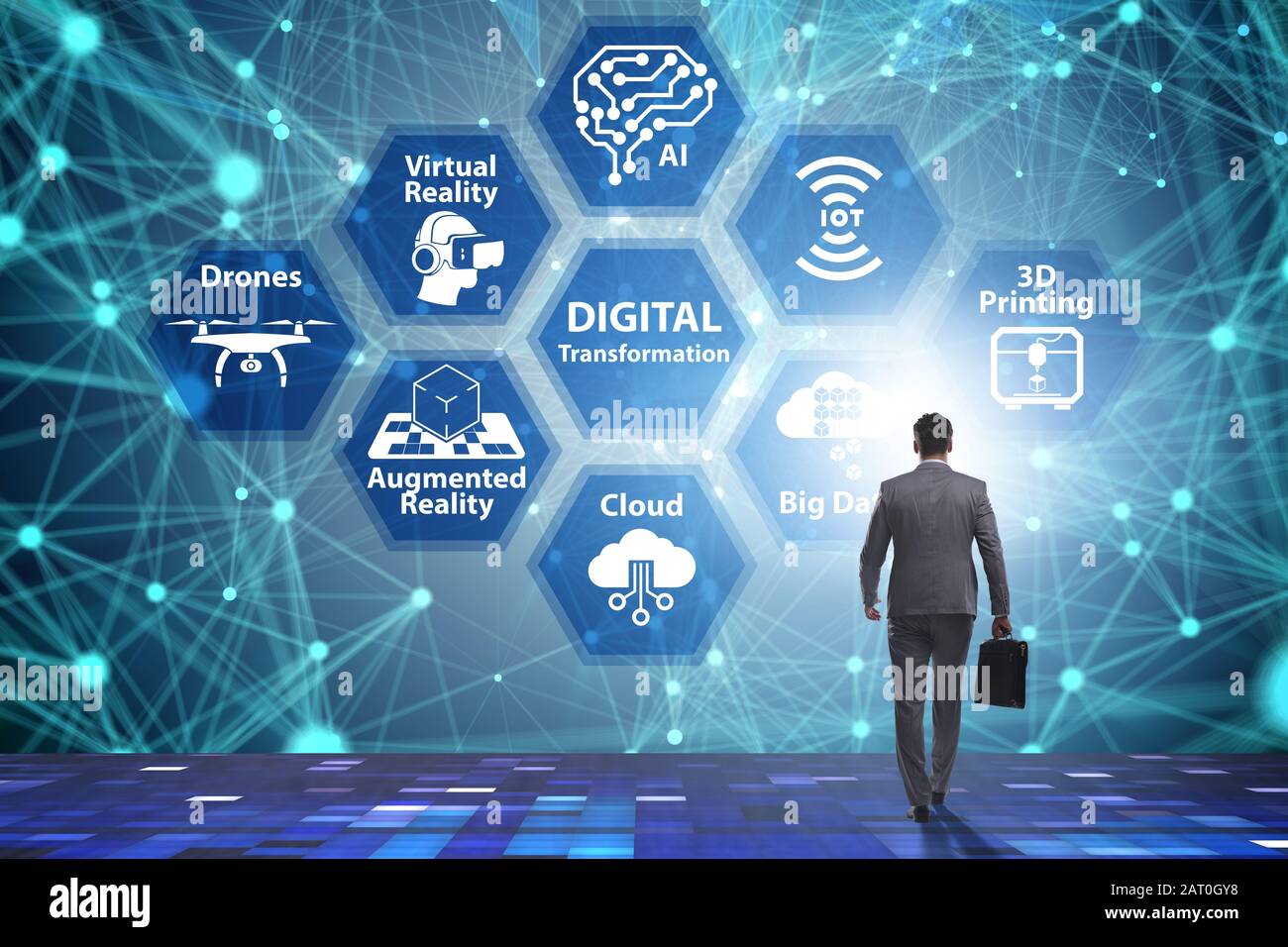 Das Technologiekonzept Digitalisierung und digitale Transformation Stockfoto
