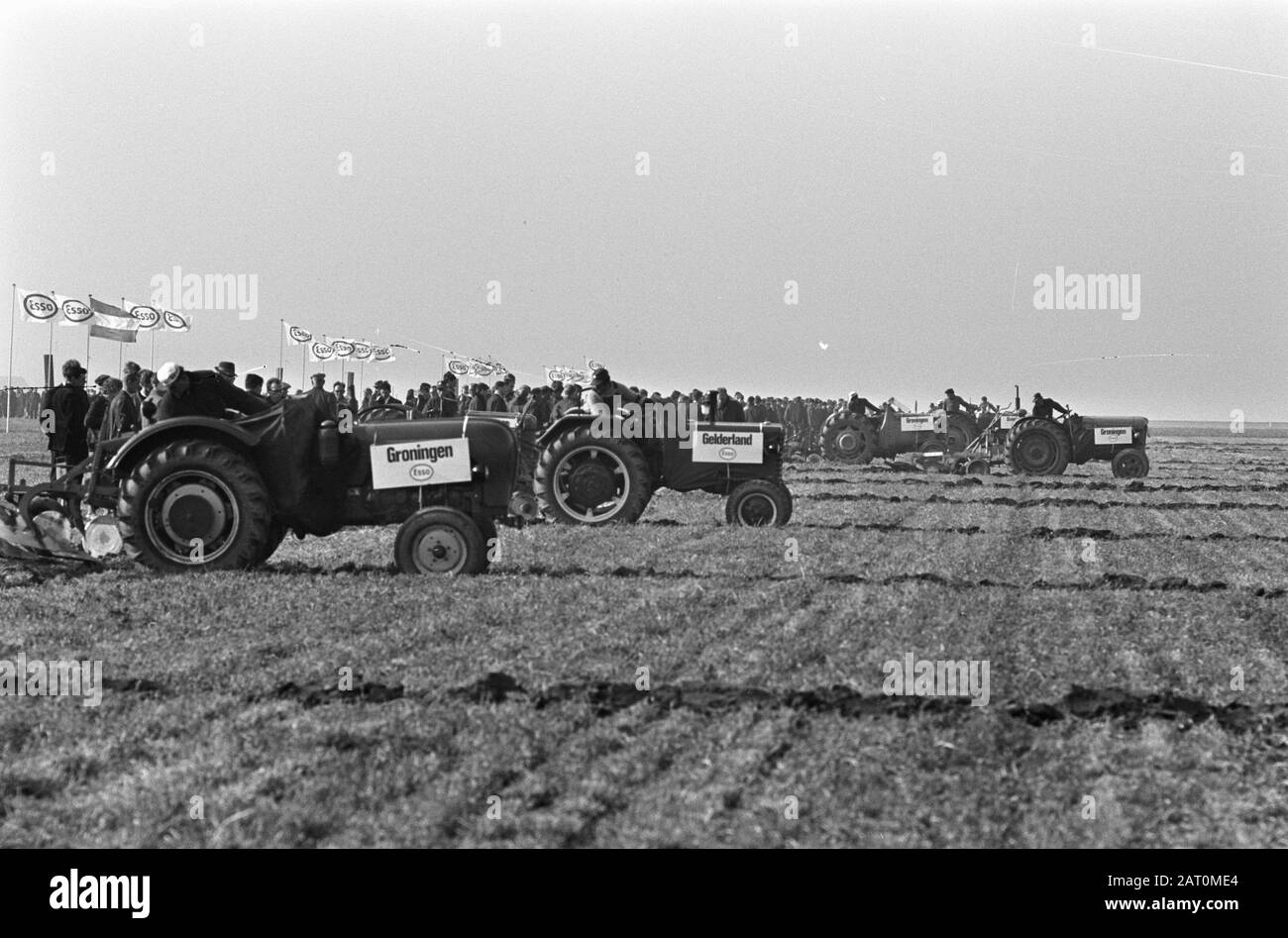 Nationalmannschaftsspiele 1965 in Swifterbant TEILNEHMERZAHL Datum: 27. Oktober 1965 Ort: Flevoland, Swifterbant Schlüsselwörter: Landwirtschaft, landwirtschaftliche Werkzeuge, Traktoren, Wettbewerbe Personenname: Eelman, Klaas Institutionenname: Niederlande Stockfoto