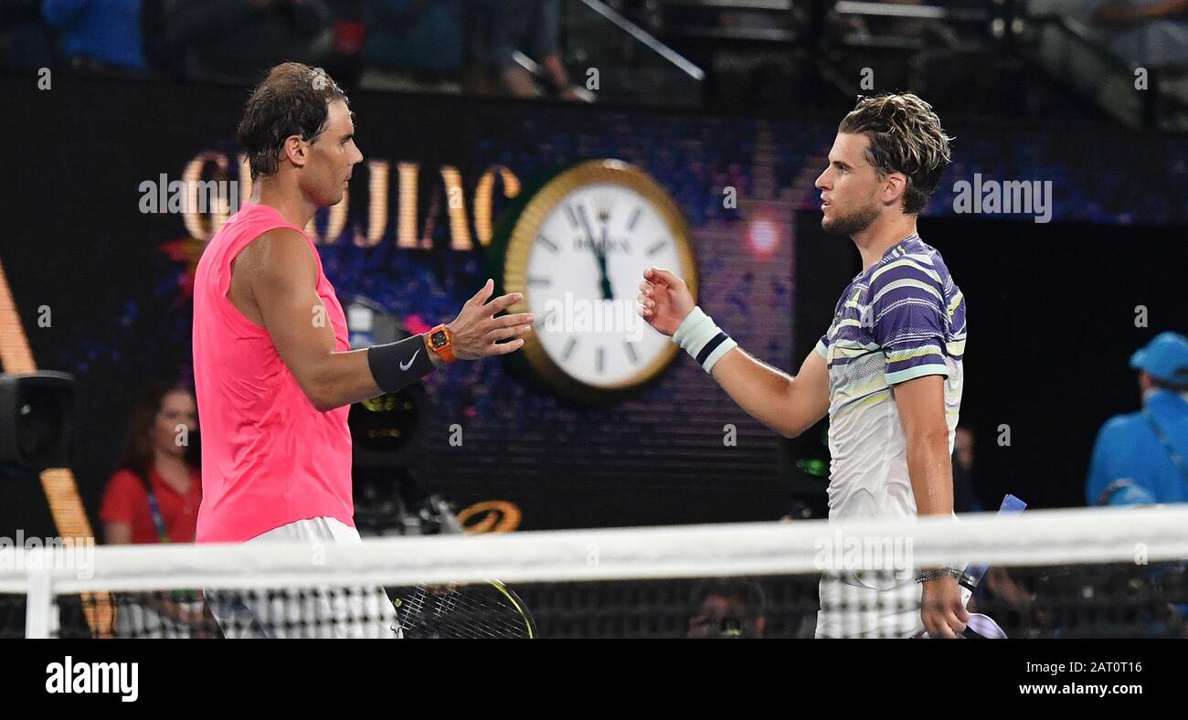 Melbourne, Australien. Januar 2020. Melbourne Park Australian Open Day 10 29/01/20 Dominic Thiem (AUT) schlägt Rafa Nadal (ESP) im Viertelfinale in vier Sätzen Credit: Roger Parker/Alamy Live News Stockfoto