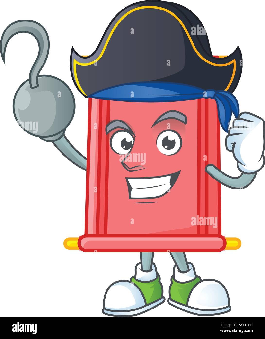 Coole Hand Pirate Chinese Red Scroll Zeichentrickfigur Mit Hut Stock Vektorgrafik Alamy