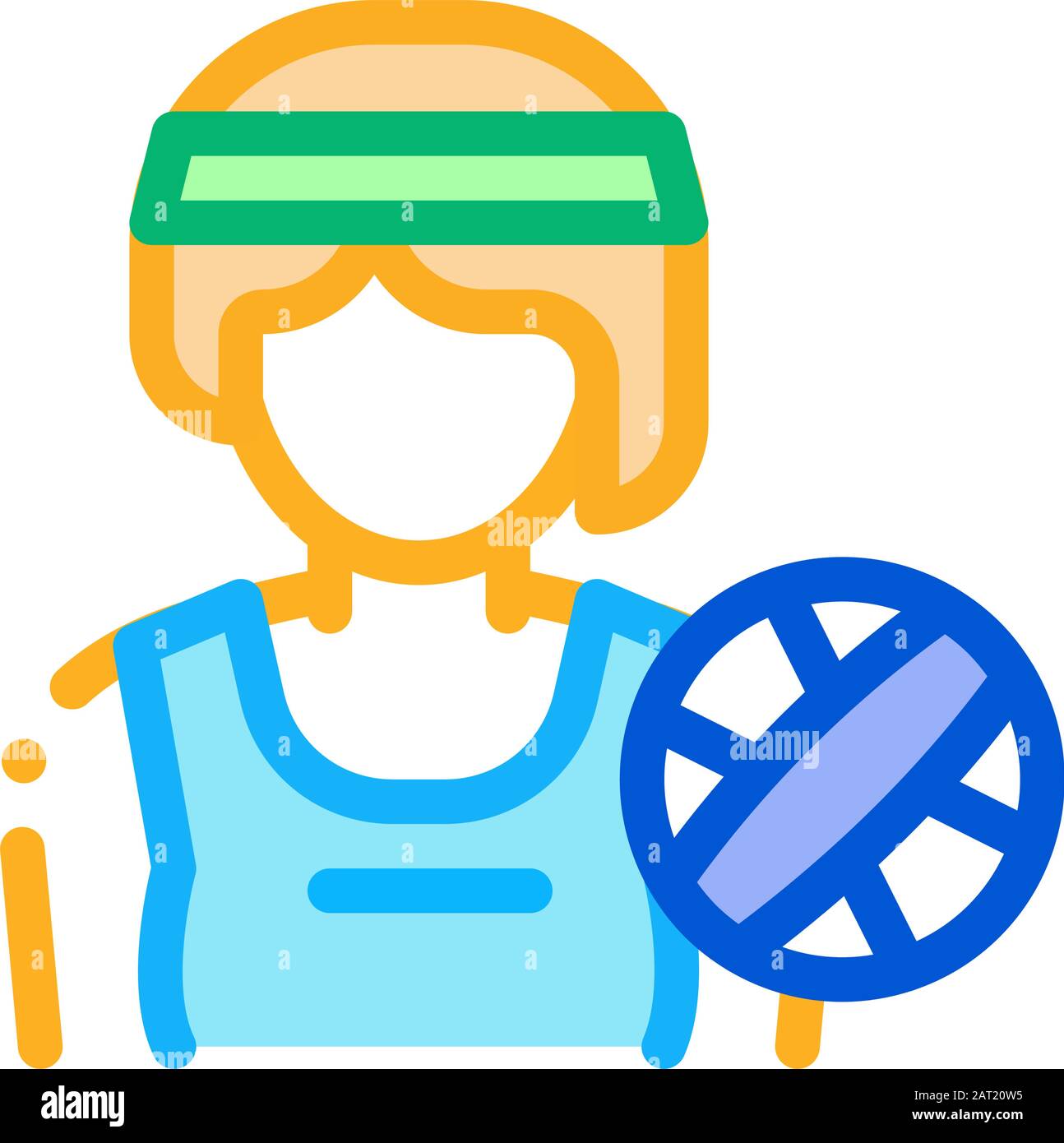 Woman Volleyball Player Icon Vector Outline Illustration Stock Vektor