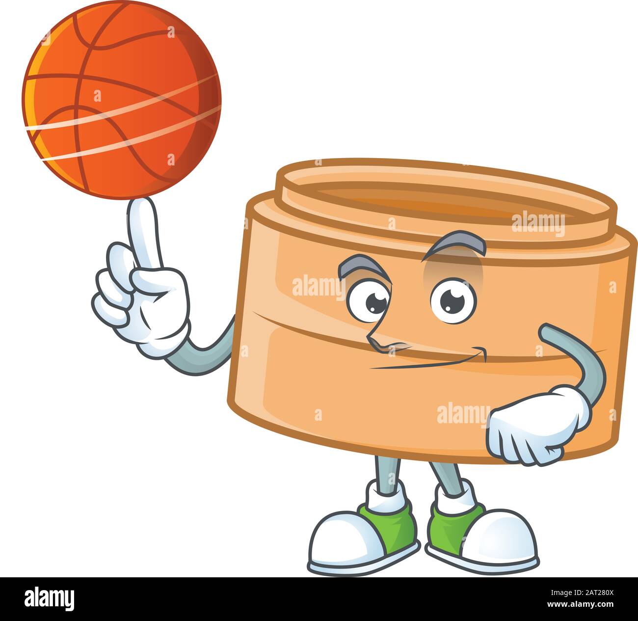 Ein Gesunder Dimmsum Cartoon-Charakter, der Basketball spielt Stock Vektor