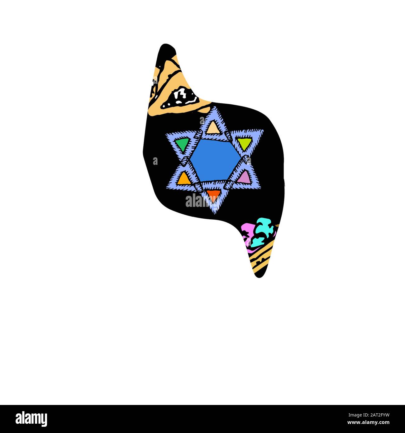 Handzeichnen des hebräischen Alphabets. Schrift Hebräisch Purim, Passah, Shavuot. Hebräische Buchstaben. Vektordarstellung auf isoliertem Hintergrund. Stock Vektor