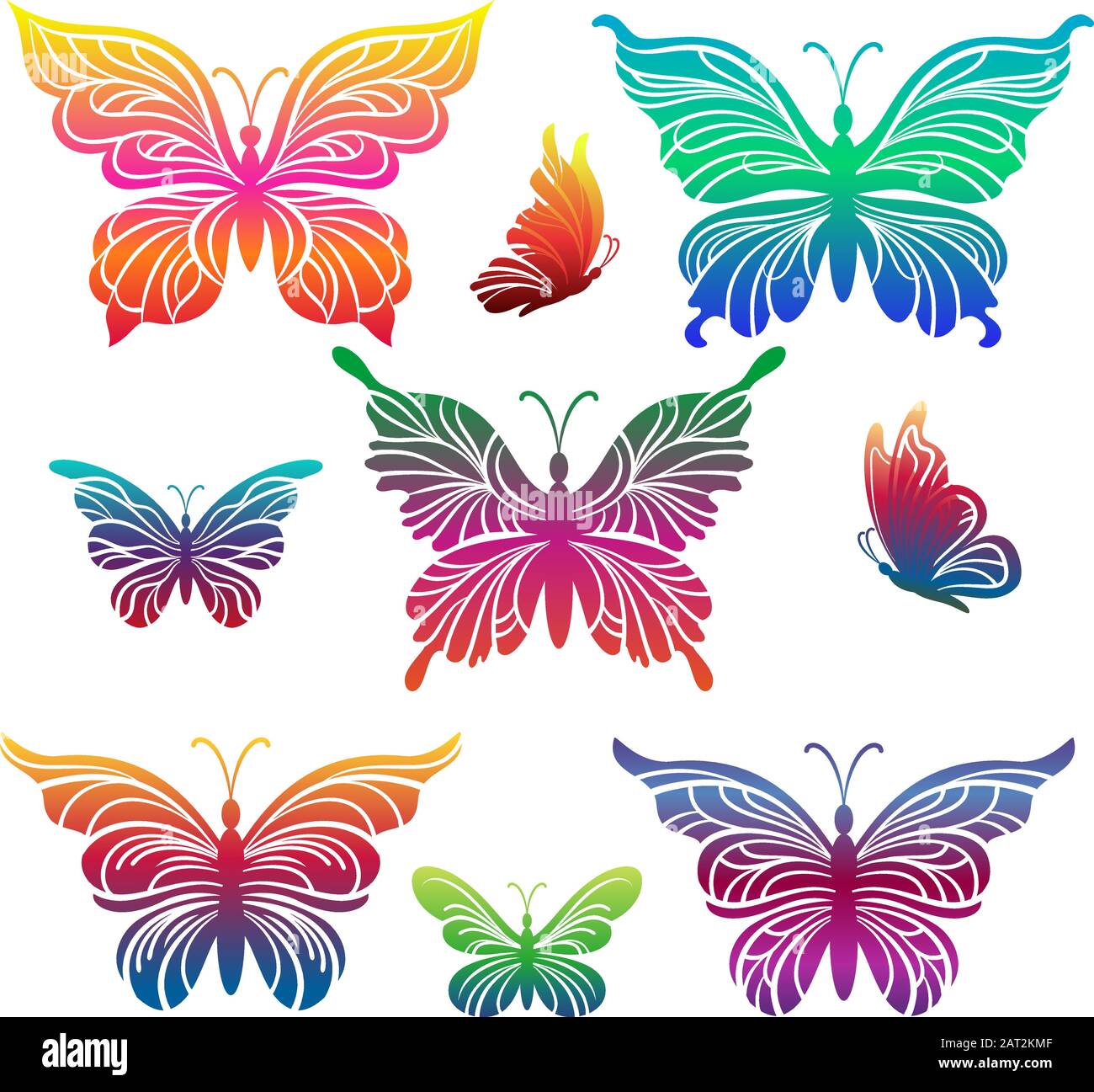 Schmetterlinge Bunte Piktogramme Stock Vektor