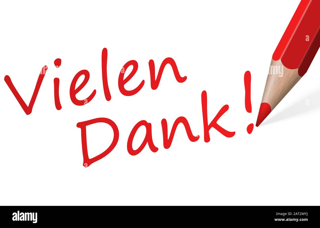 Roter Stift mit Text Danke (in deutscher Sprache) auf weißem Hintergrund Stock Vektor