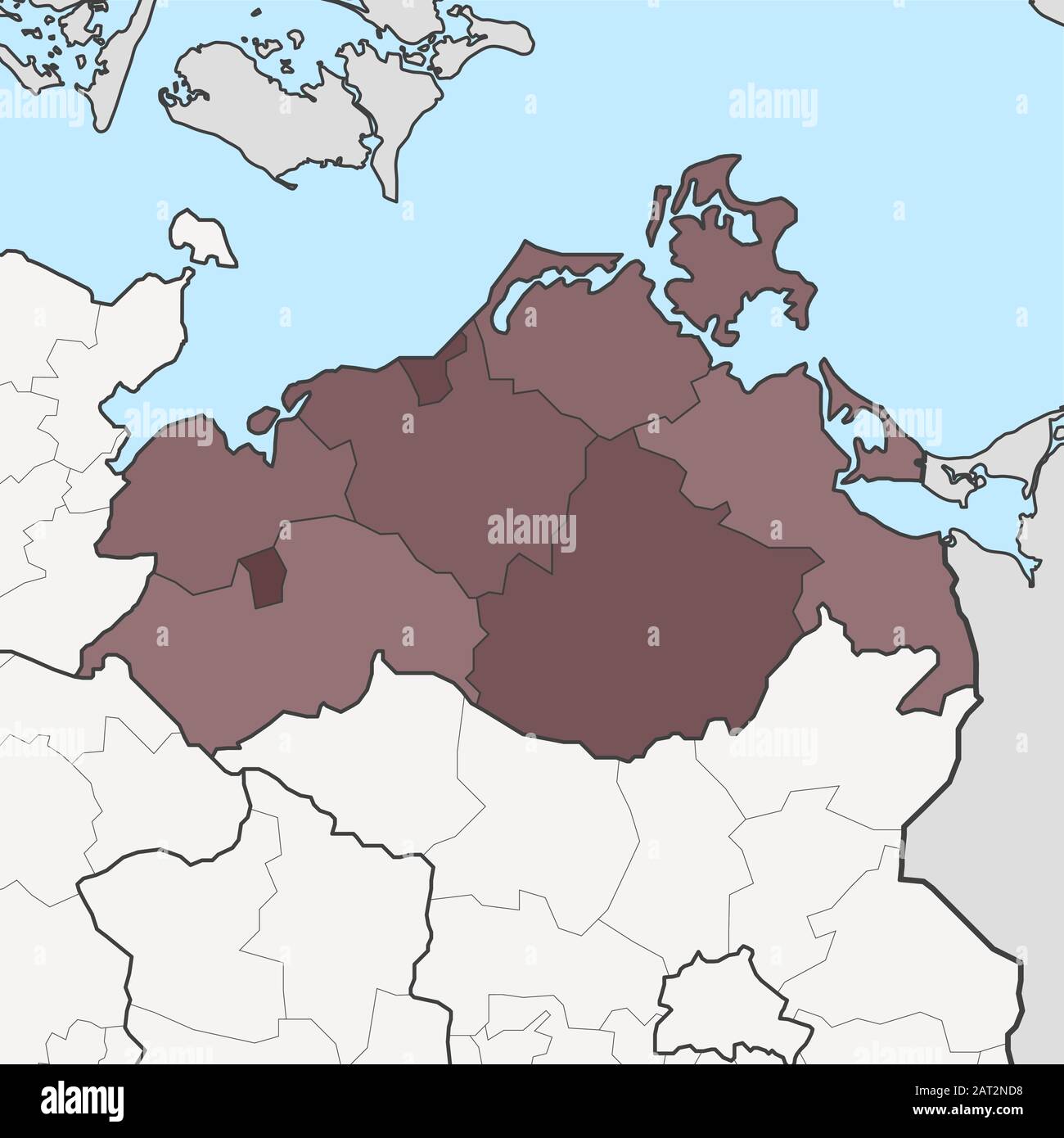 Karte von Deutschland Bundesland Mecklenburg-Vorpommern mit benachbarten Bundesländern Stock Vektor
