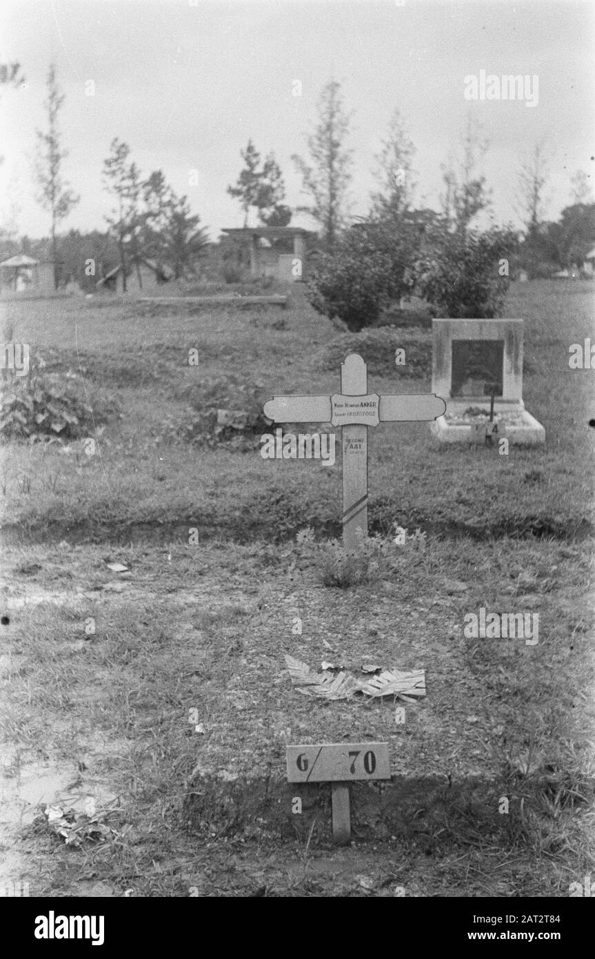 Simpang, Miroe, Gloembangs, Praboemoelih Tomb von Corp. H. van den Akker, Reg.NR. 1407002. 16 comp. AAT (overl. 26-10-1947) Datum: 24. Dezember 1947 Ort: Glumbang, Indonesien, Miru, Niederländische Ostindien, Prabumulih, Sumatra Stockfoto